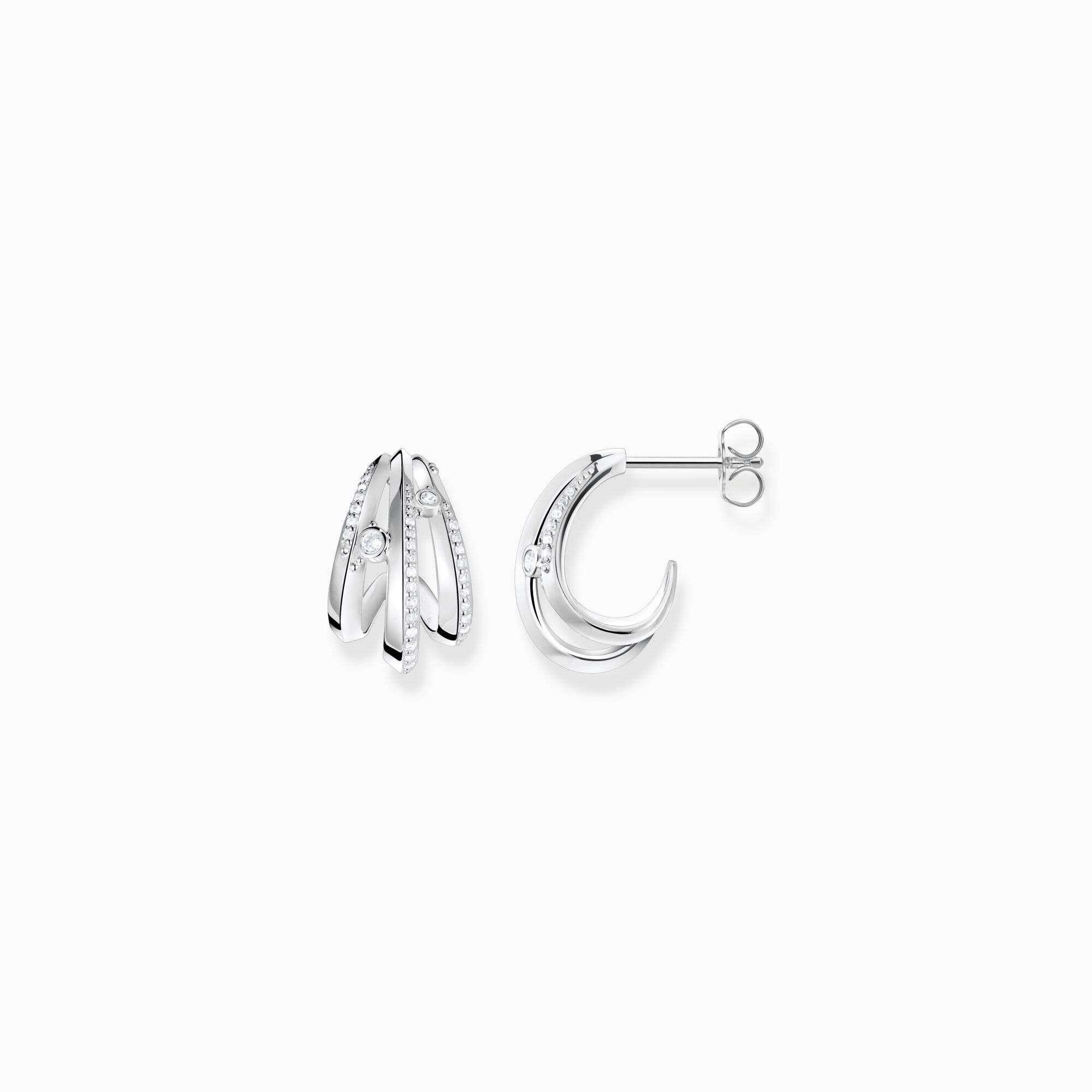 Hoop earrings wave with white stones from the  collection in the THOMAS SABO online store