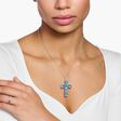 Pendant cross with aquamarine-coloured stones silver from the  collection in the THOMAS SABO online store