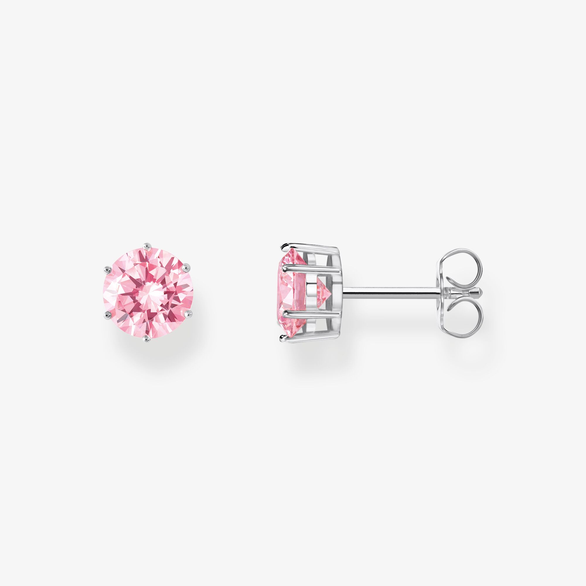 THOMAS SABO Ohrstecker mit großem, pinkfarbenem Stein Silber, Sterlingsilber, Größe: one size, Damen