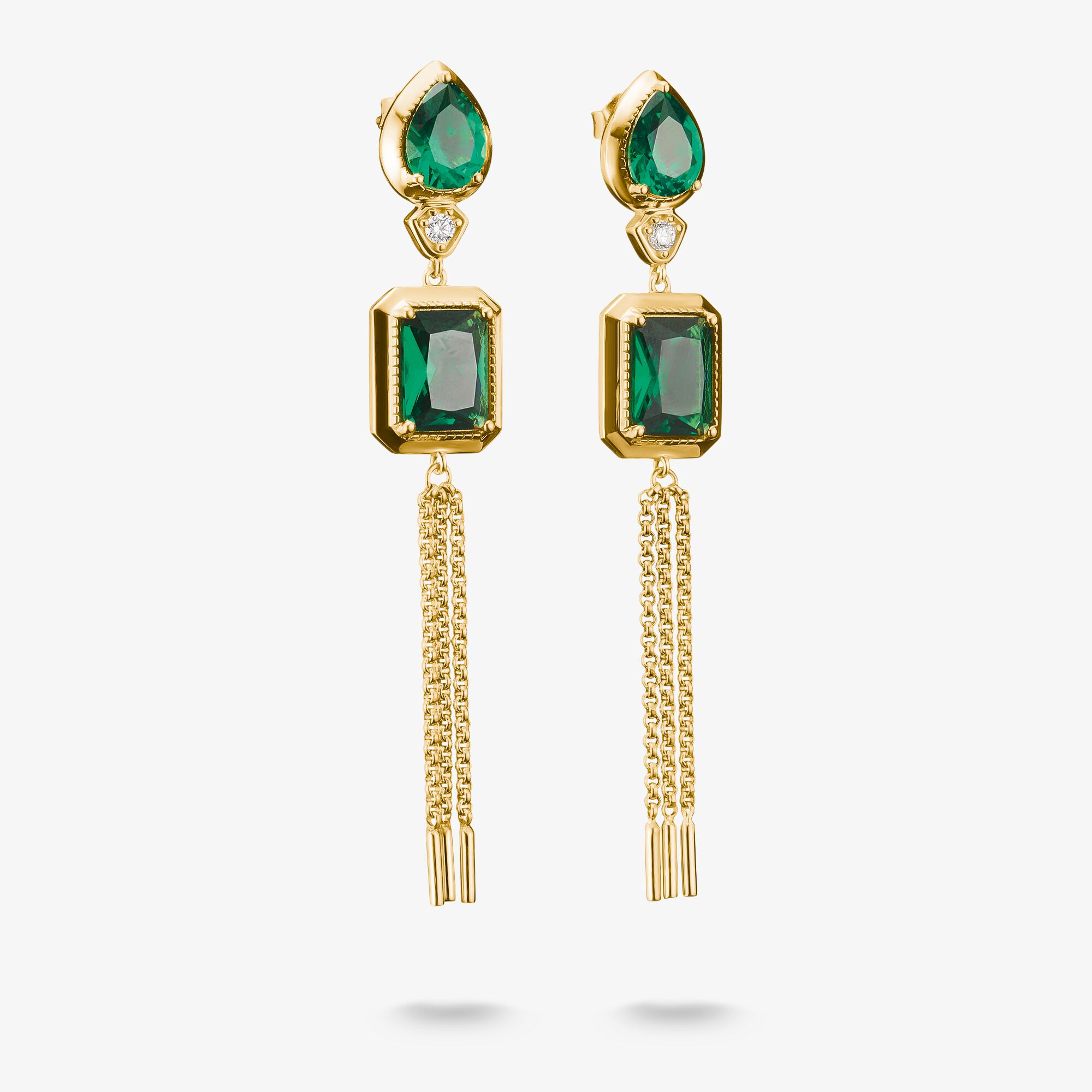 THOMAS SABO Boucles d'oreilles Pierres vertes Plaqué or 18 carats, Argent sterling doré or jaune, Taille: one size, femme