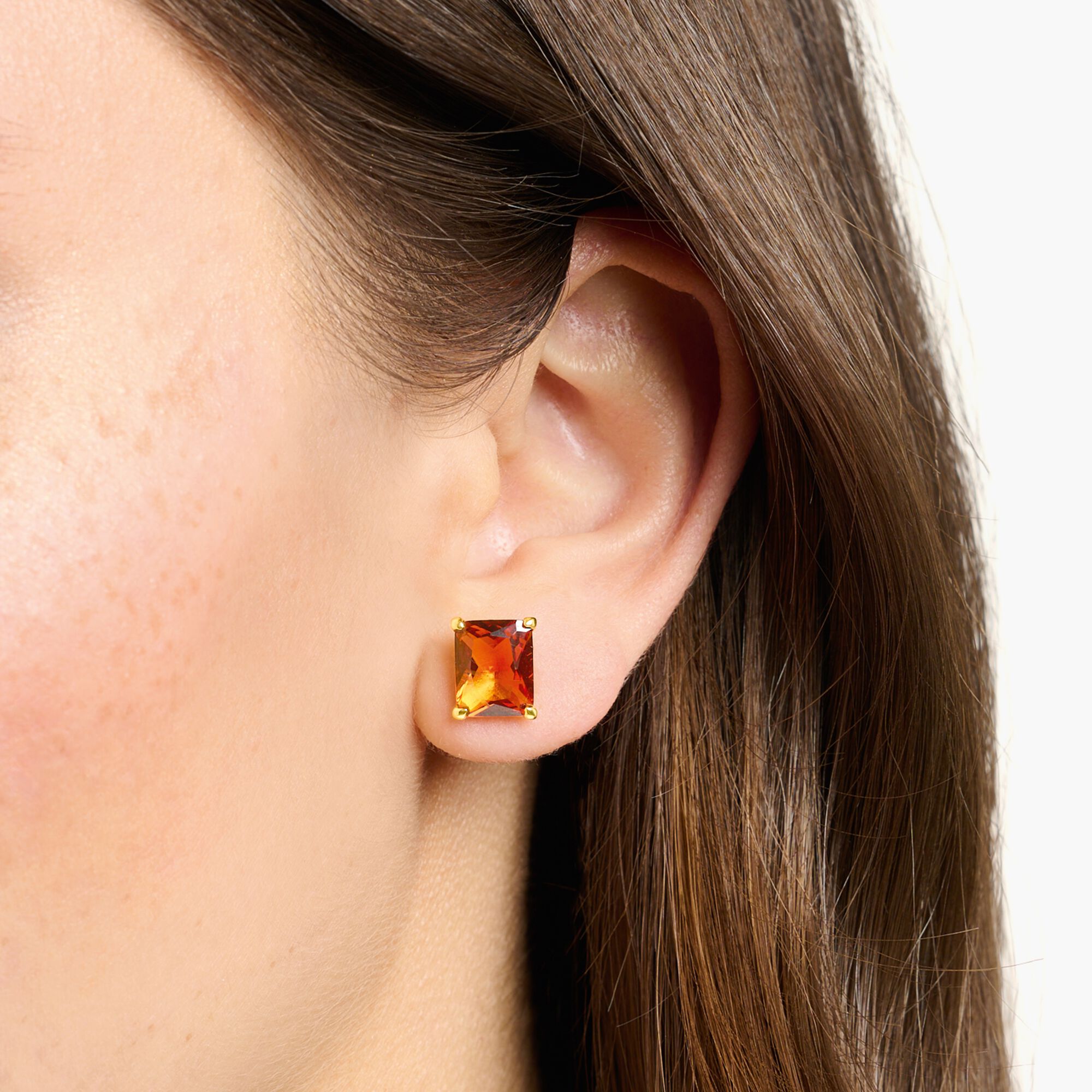 Clous d'oreilles avec pierre orange plaqué or | THOMAS SABO
