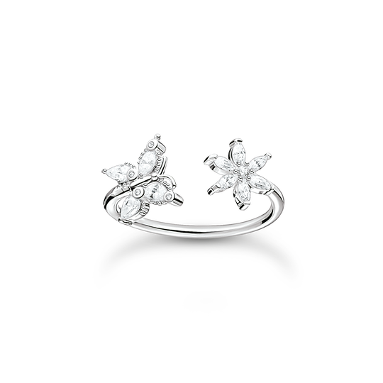Ring Schmetterling mit Blume wei&szlig;e Steine aus der Charming Collection Kollektion im Online Shop von THOMAS SABO