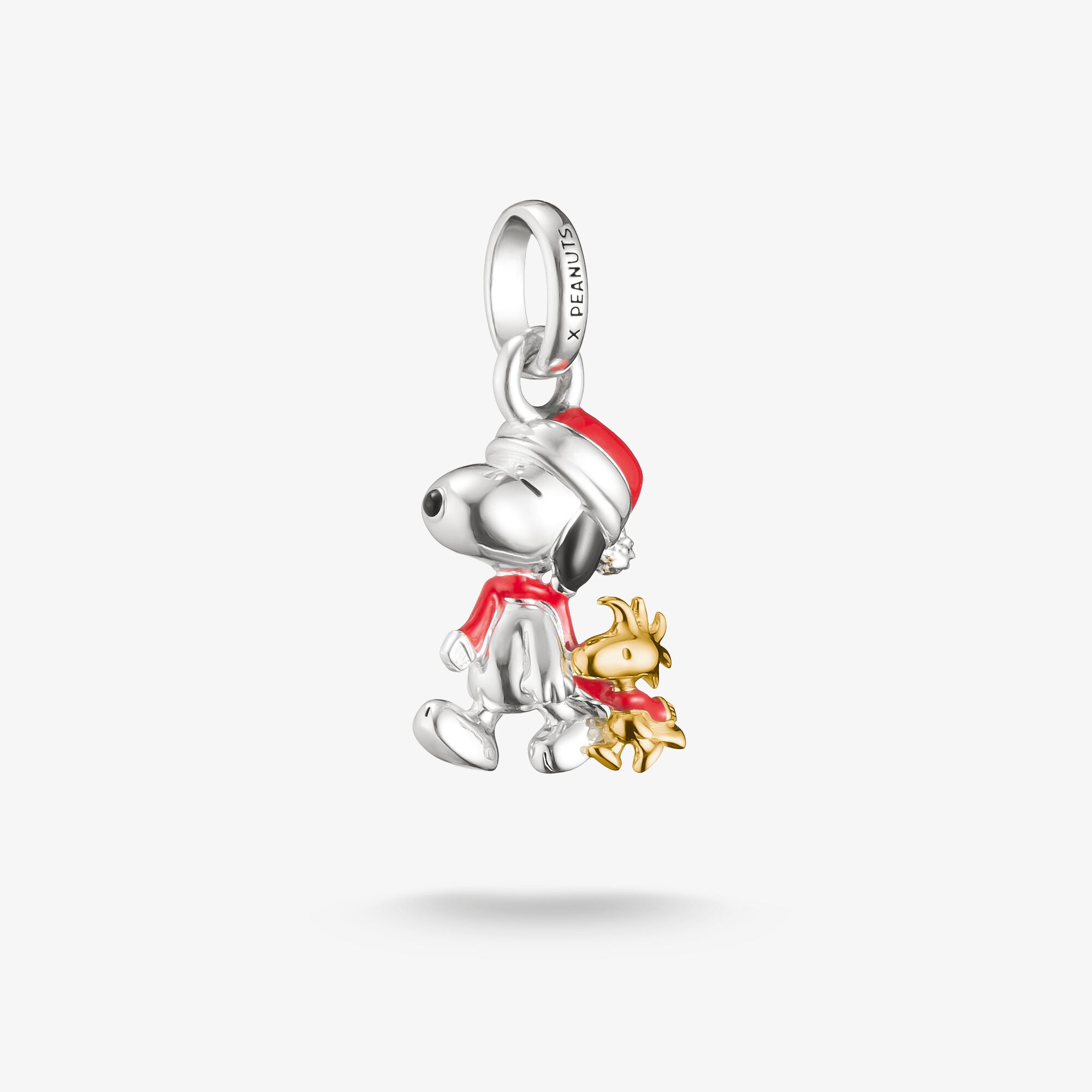 THOMAS SABO Pendentif Charm Snoopy avec Woodstock Santa Edition PEANUTS Connect Plaqué or 18 carats, Argent sterling doré or jaune, Taille: one size, 