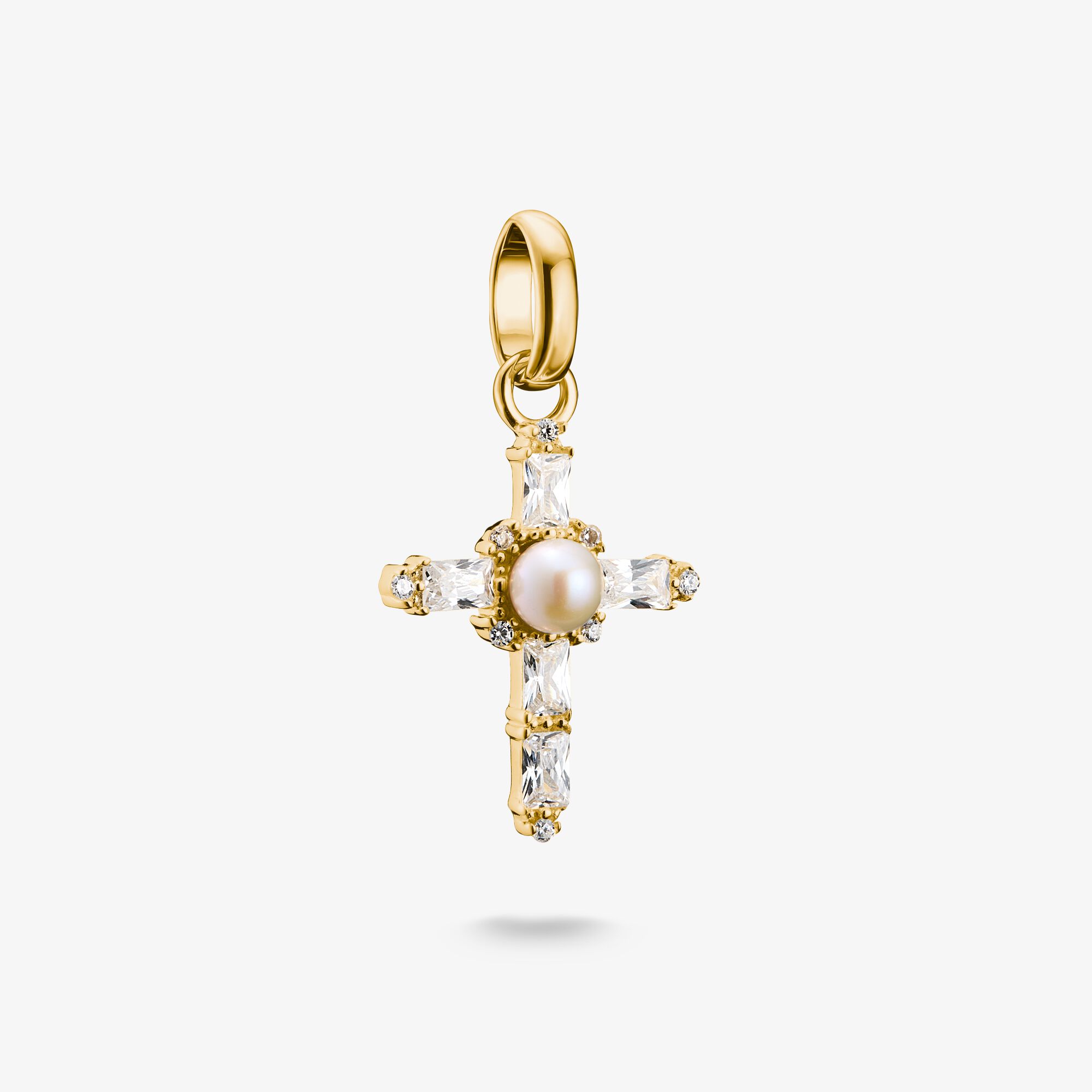 THOMAS SABO Pendentif Charm croix vintage Connect plaqué or, Argent sterling doré or jaune, Taille: one size, femme