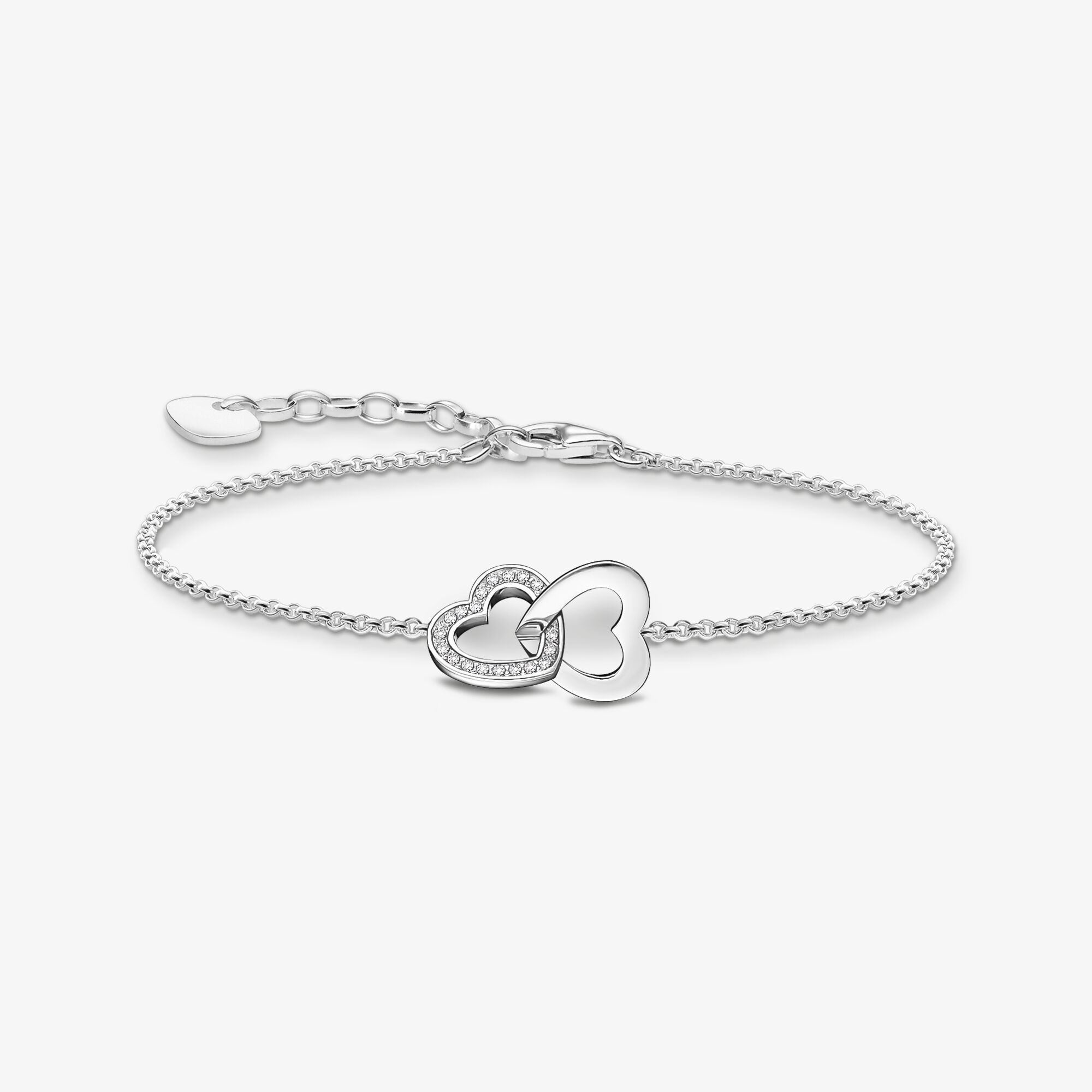 THOMAS SABO Bracelet cœurs entrelacés, argent, Argent sterling, Taille: 19 cm, femme