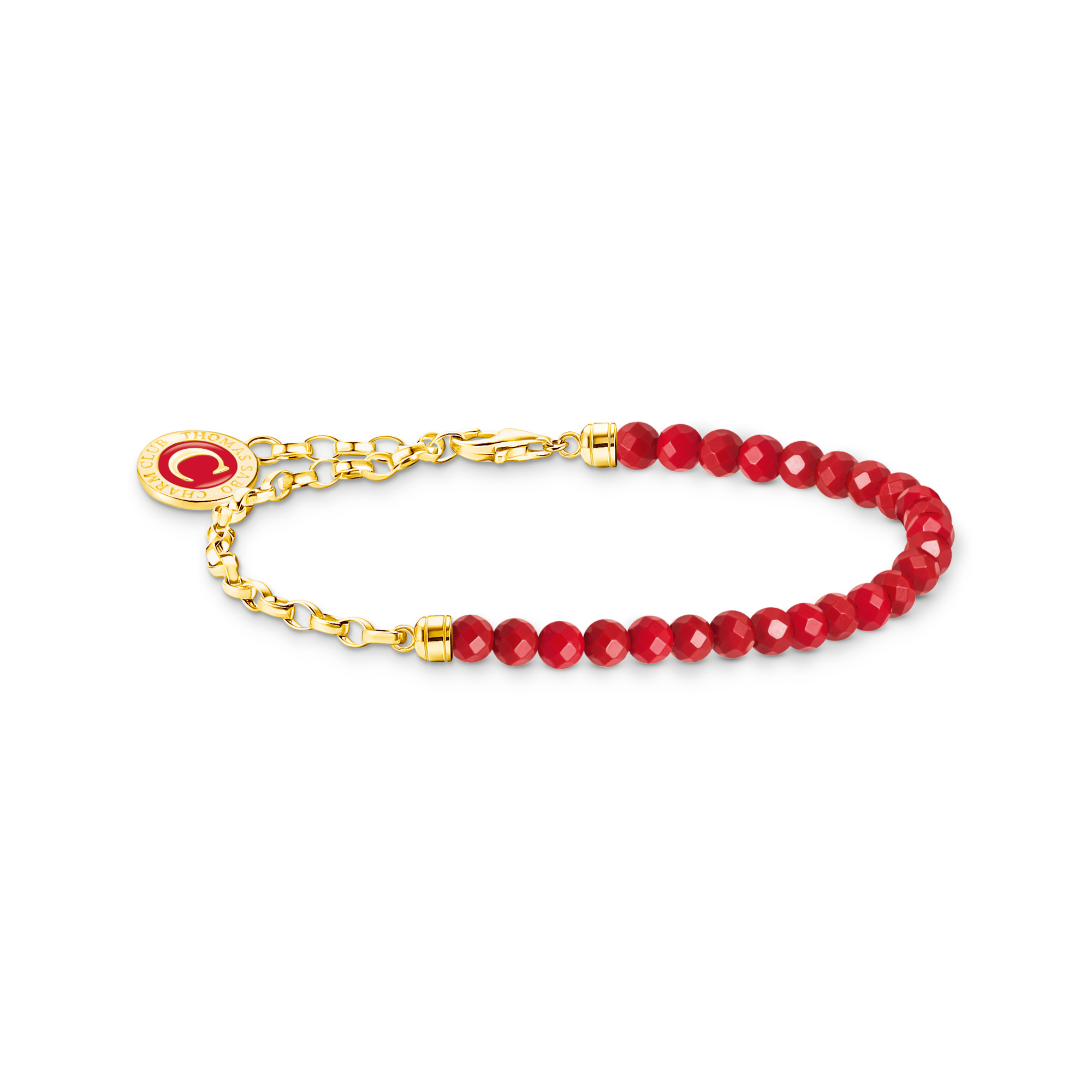 Thomas Sabo Charm-Armband rote Beads und Gliederelemente vergoldet rot A2130-427-10-L15V