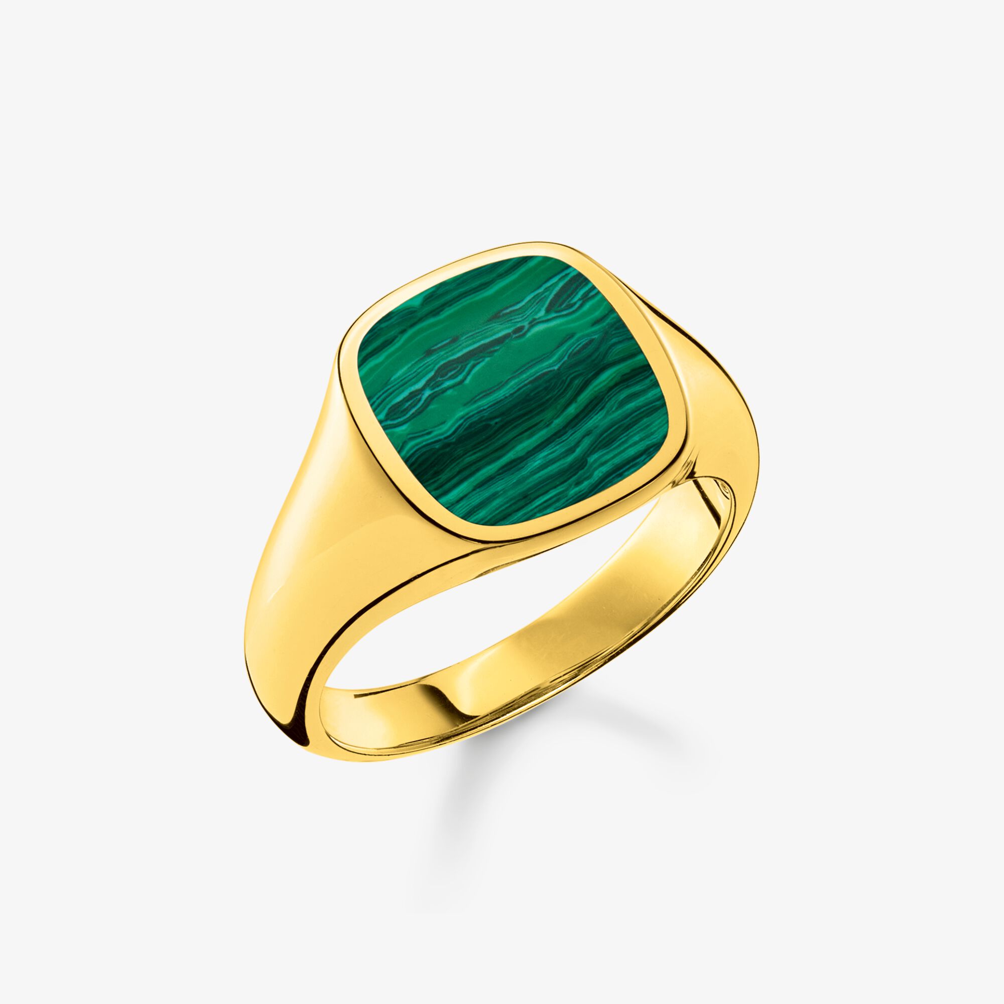 THOMAS SABO Bague classique vert-or, Argent Sterling 925‰ doré or jaune 18 carats , Taille: 62, Unisex