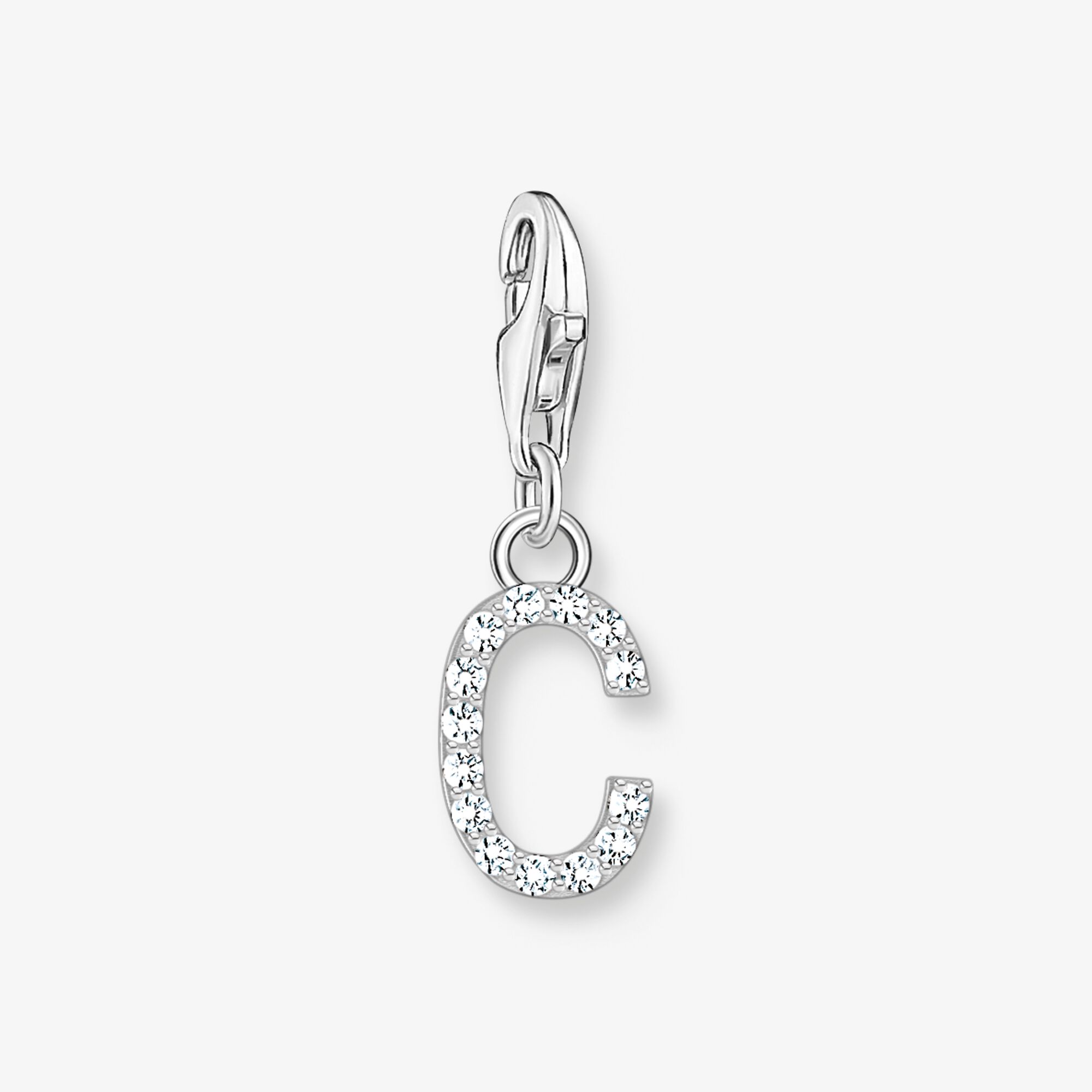 THOMAS SABO Charm-hängsmycke bokstaven C med vita stenar silver, 925 sterlingsilver, Storlek: one size, för damer