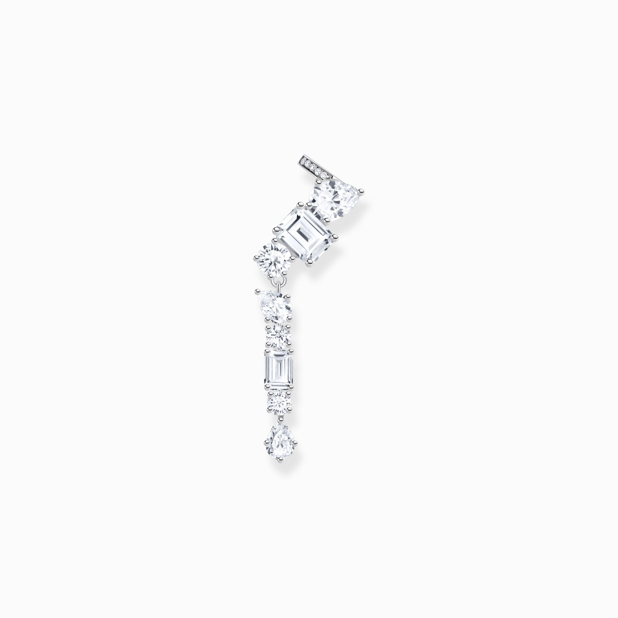 Silver single ear stud in ear climber style with white zirconia from the  collection in the THOMAS SABO online store