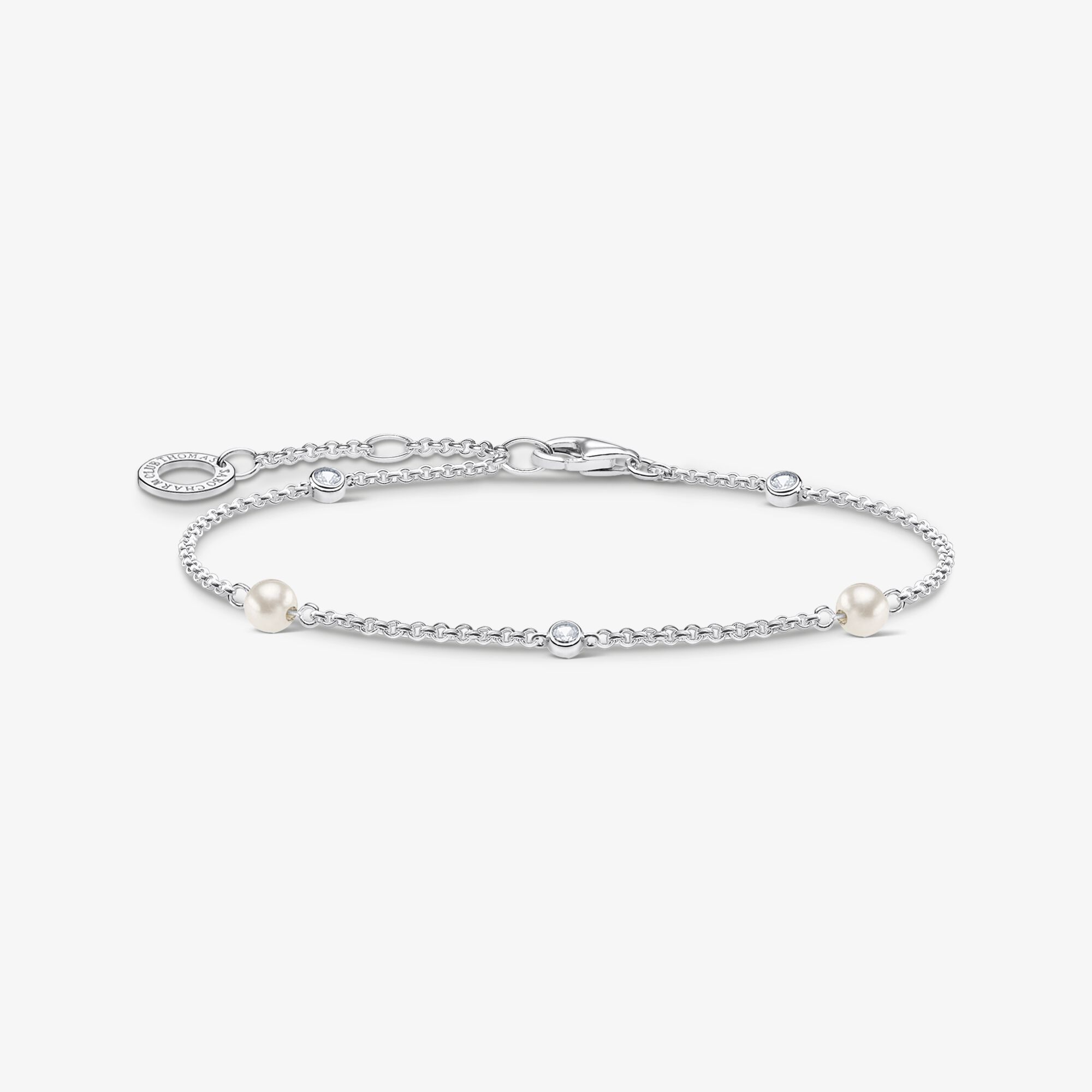 THOMAS SABO Armband vita stenar, 925 sterlingsilver, Storlek: 19 cm, för damer