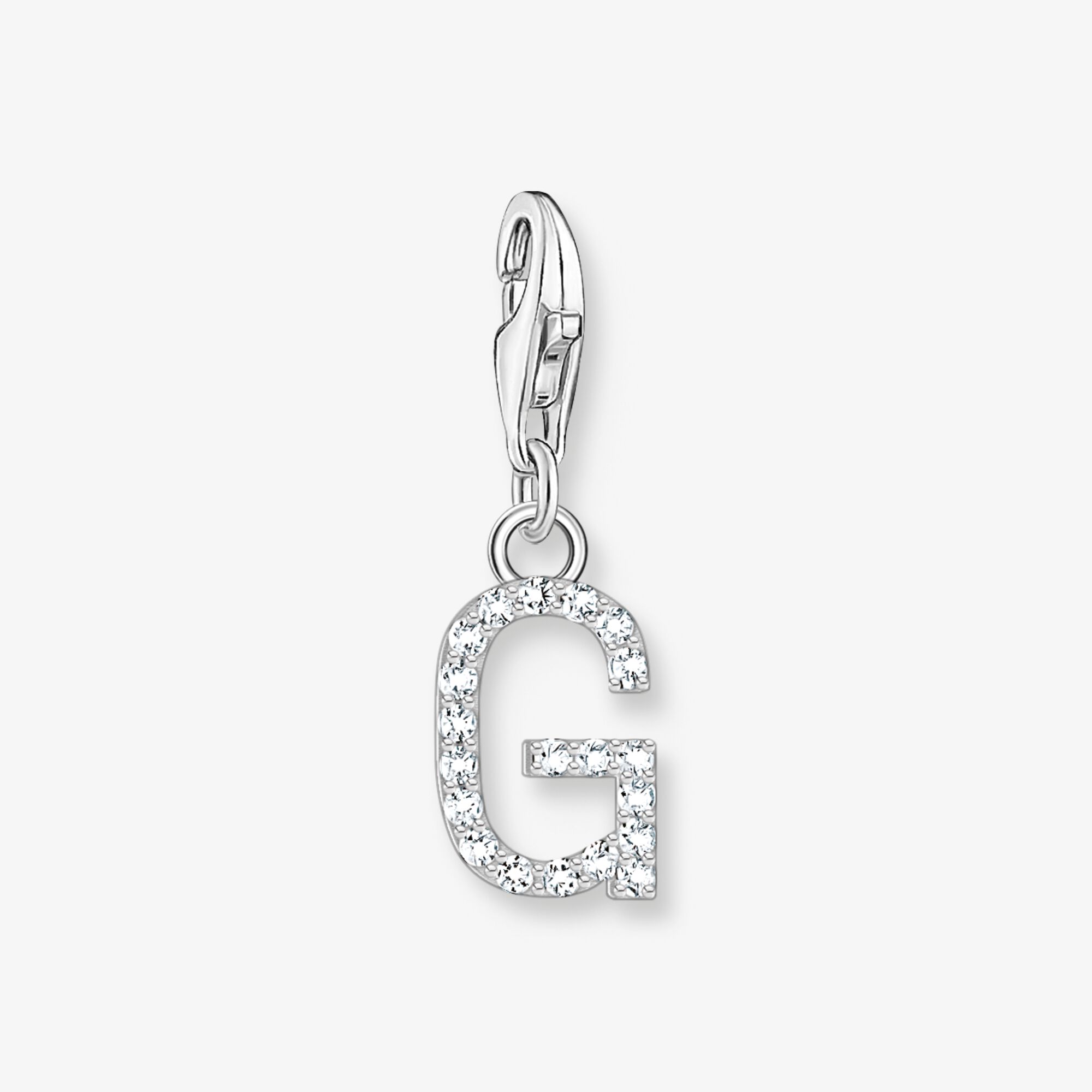 THOMAS SABO Charm-hängsmycke bokstaven G med vita stenar silver, 925 sterlingsilver, Storlek: one size, för damer