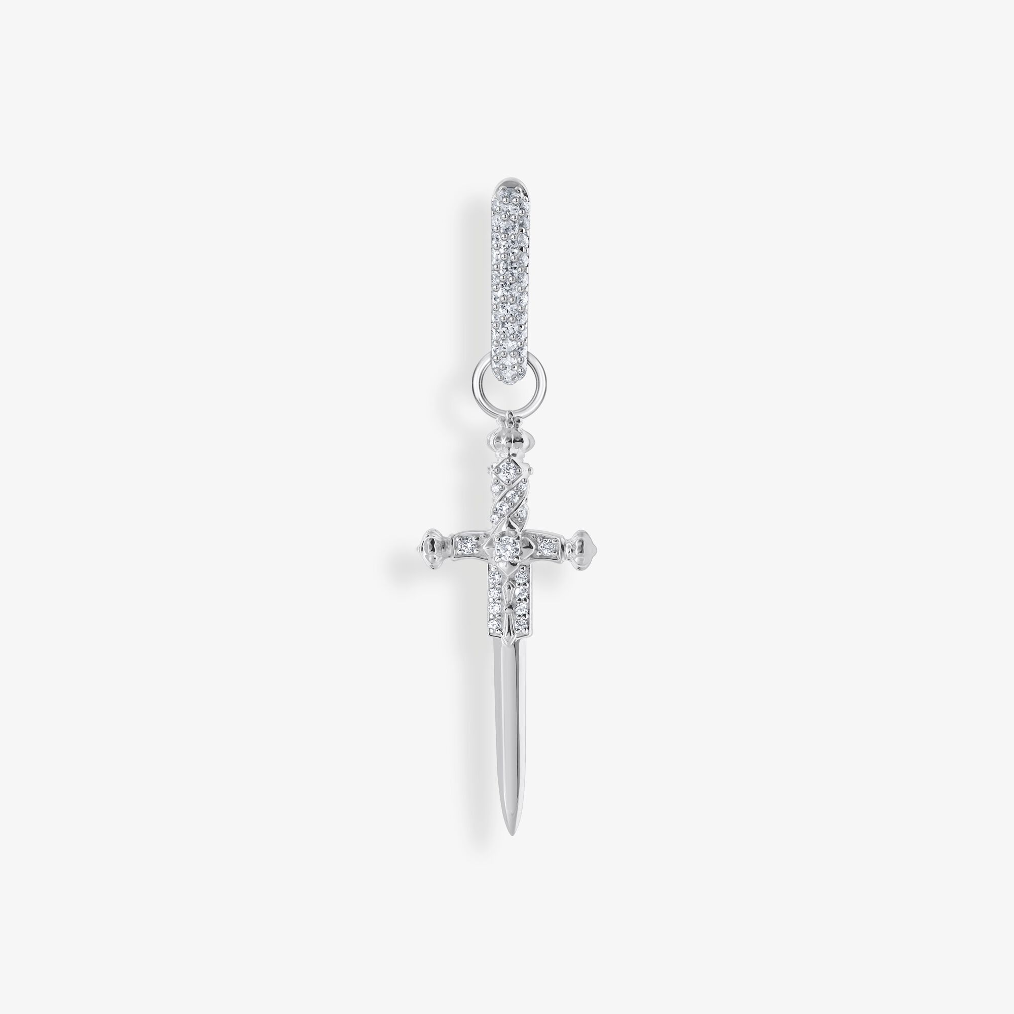 THOMAS SABO Boucle d'oreille simple en argent avec épée et pierres blanches, Argent sterling, Taille: one size, Unisex