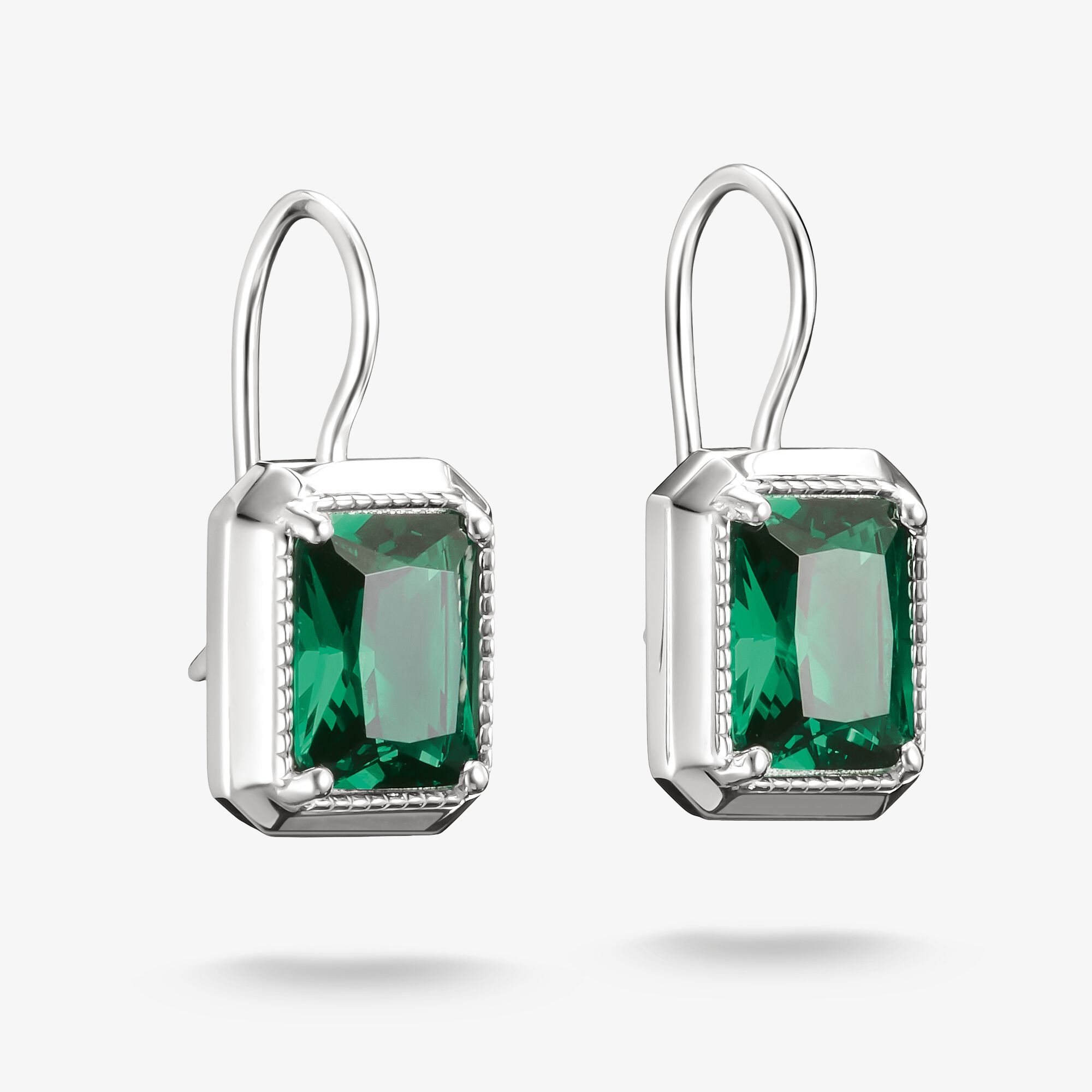 THOMAS SABO Boucles d’oreilles pendantes pierres octogonales vertes Elyndra argent, Argent sterling, Taille: one size, femme