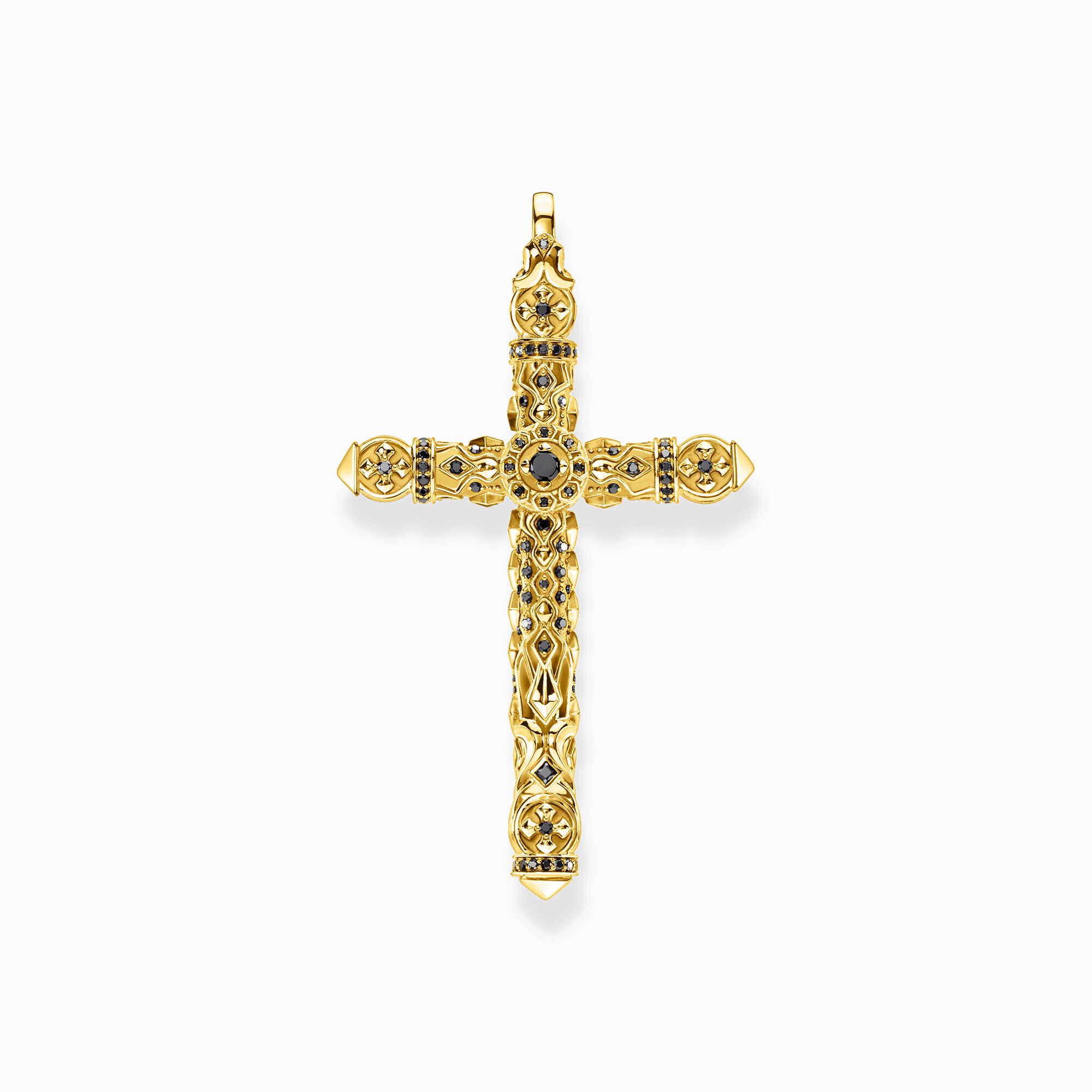 Pendant cross black stones gold from the  collection in the THOMAS SABO online store