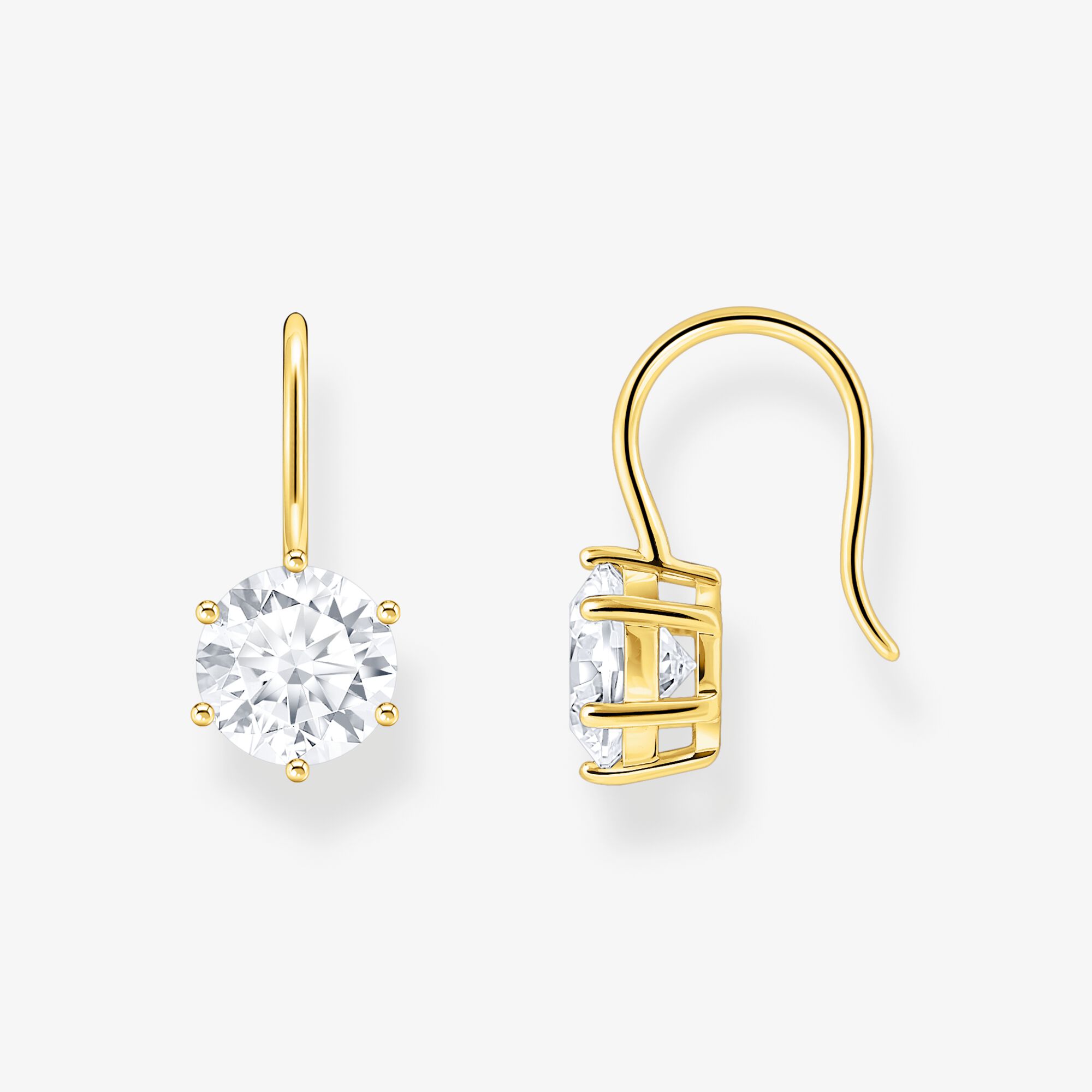 THOMAS SABO Pendants d’oreilles avec grande zircone blanche, dorés Argent sterling doré or jaune, Taille: one size, pour femme