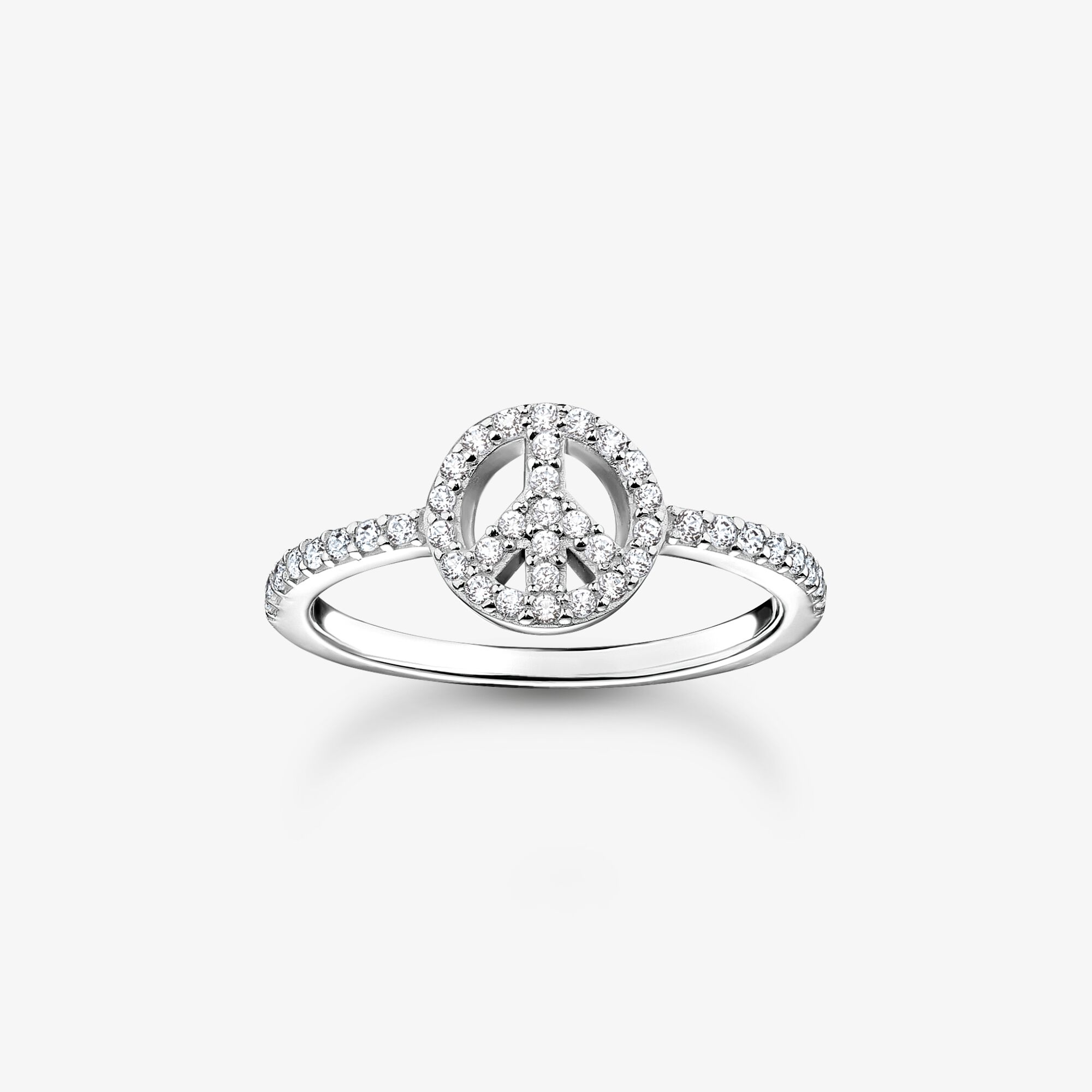 THOMAS SABO Ring Peace mit weißen Steinen silber, Sterlingsilber, Größe: 54, Damen