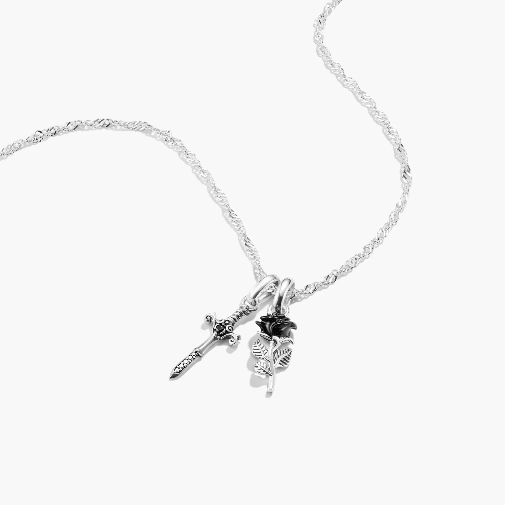 Silver Necklace Sword and Rose Zirconia True Romance | THOMAS SABO