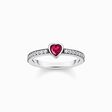 Silver solitaire ring with red heart-shaped stone from the  collection in the THOMAS SABO online store