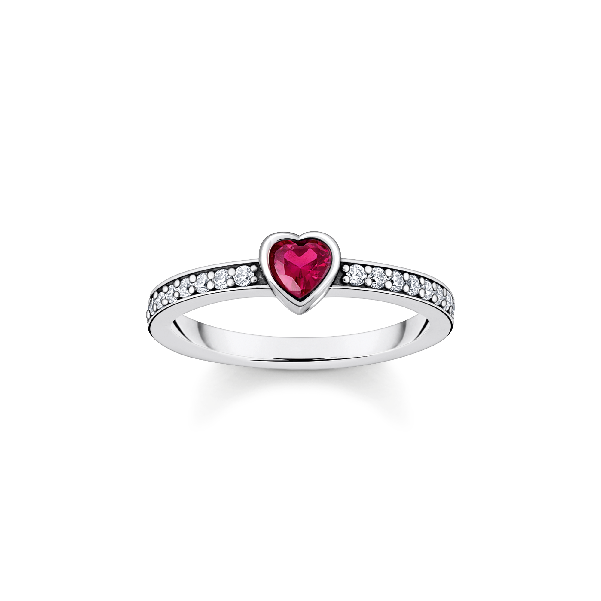 Thomas Sabo Solitärring mit rotem Stein in Herzschliff Silber rot TR2448-640-10-48