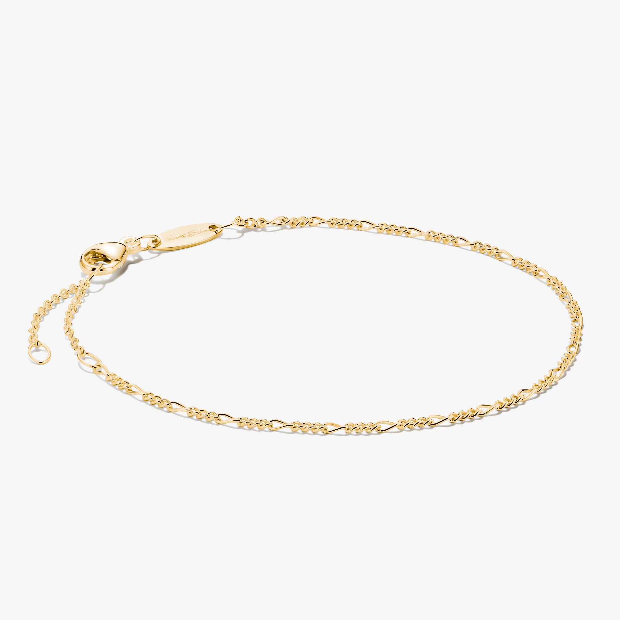 THOMAS SABO Bracelet Charm design Figaro plaqué or, Argent sterling doré or jaune, Taille: 19 cm, Unisex