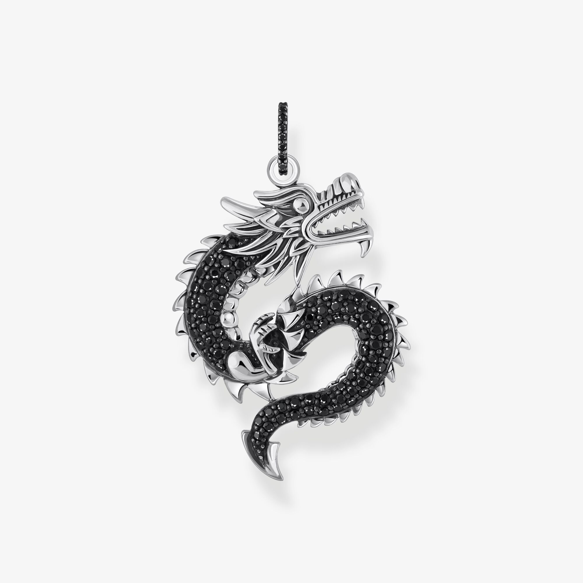THOMAS SABO Anhänger Drache mit schwarzen Steinen Silber geschwärzt, Sterlingsilber, Größe: one size, Unisex