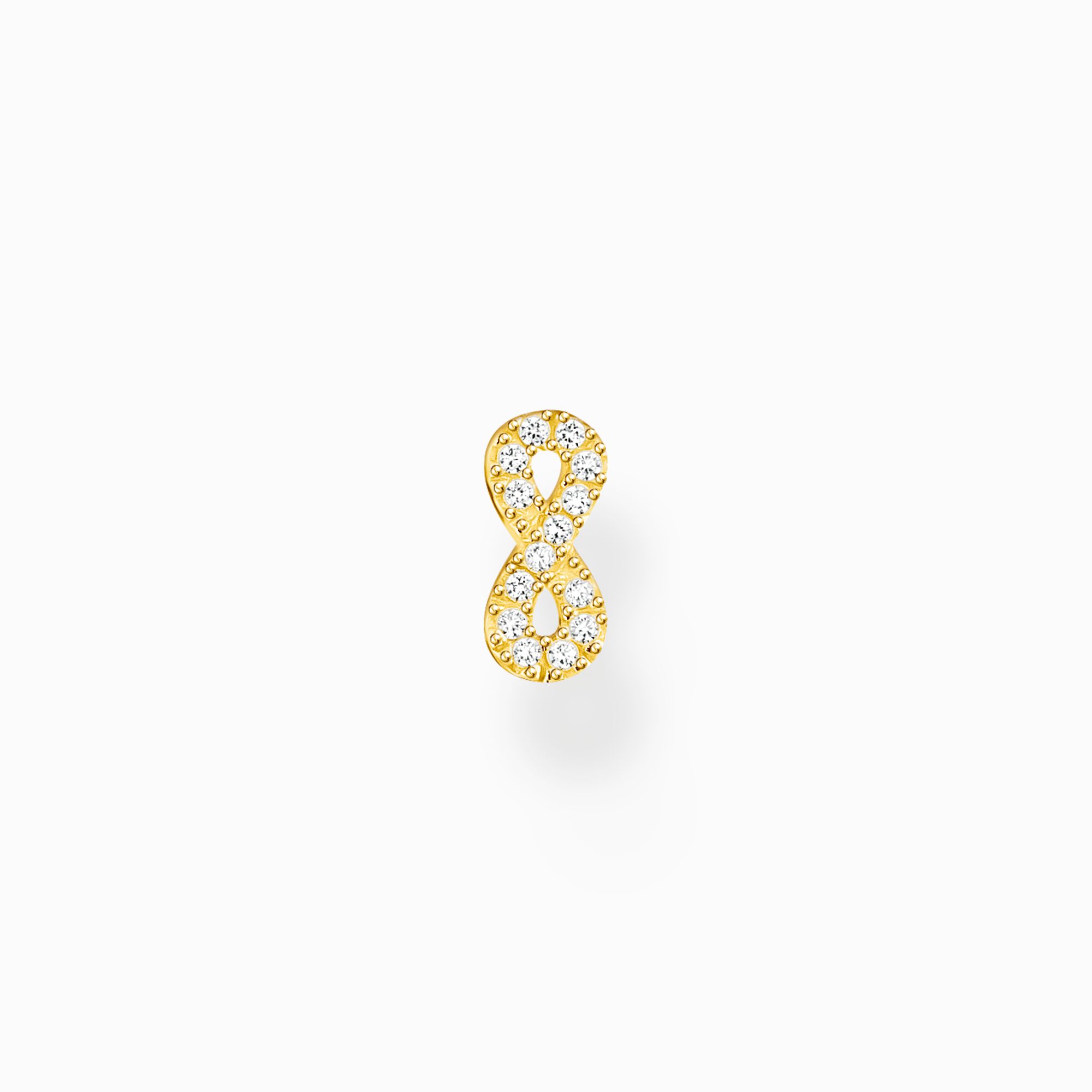 Clou d&#39;oreille unique infinity avec pierres blanches plaqu&eacute; or de la collection Charming Collection dans la boutique en ligne de THOMAS SABO
