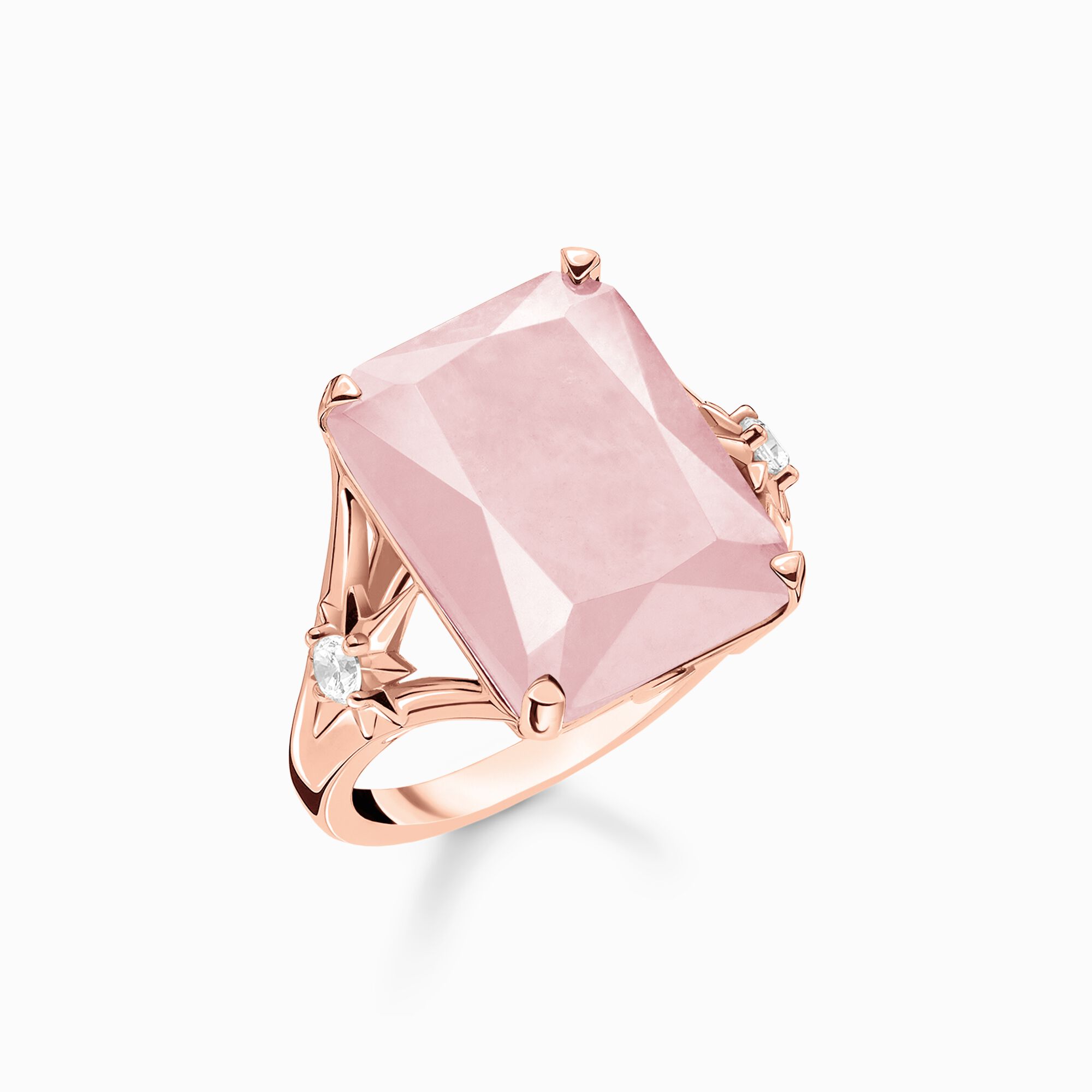 Ring mit gro&szlig;em rosa Stein und Sterne ros&eacute;vergoldet aus der  Kollektion im Online Shop von THOMAS SABO