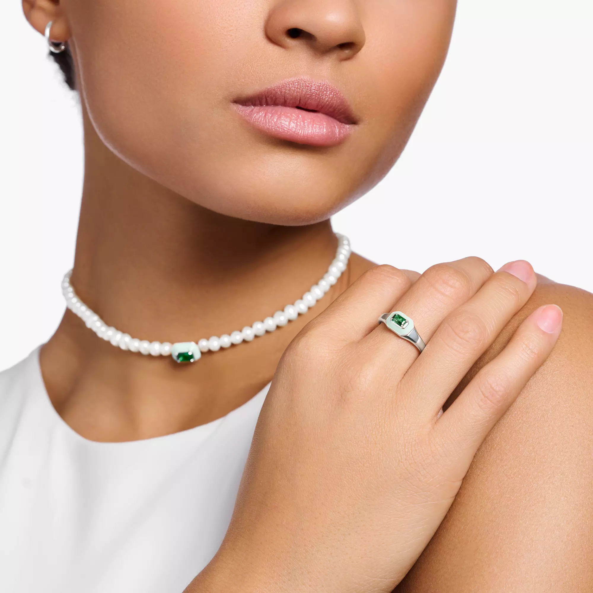 Thomas Sabo Anillo Hojas Con Piedras Plata De Ley 925 TR2376