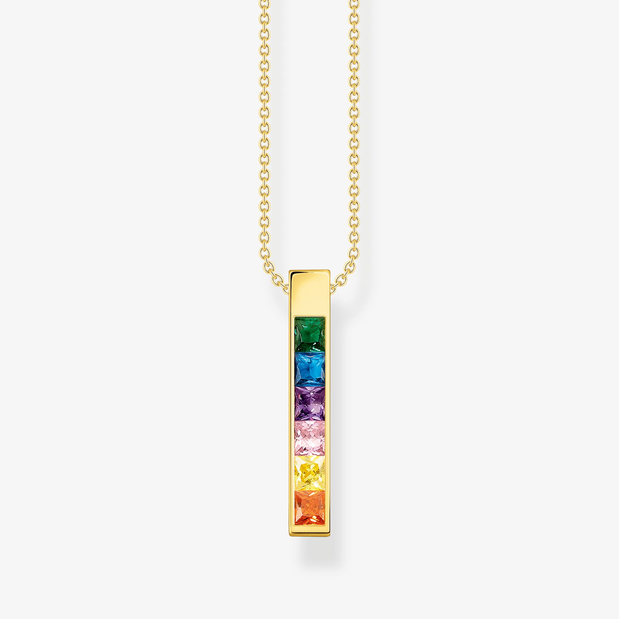 THOMAS SABO Chaîne avec pierres multicolore plaqué or, Argent sterling doré or jaune, Taille: 45 cm, femme