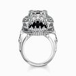 Ring Krokodilkopf mit schwarzen und gr&uuml;nen Steinen Silber geschw&auml;rzt aus der  Kollektion im Online Shop von THOMAS SABO