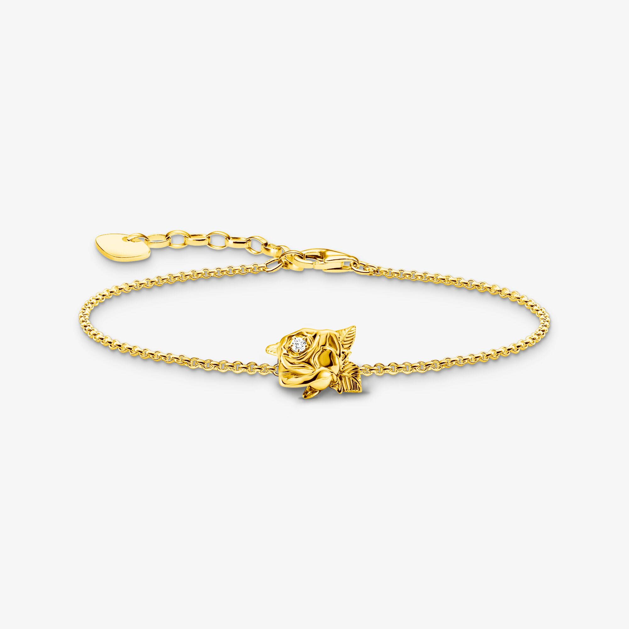 THOMAS SABO Bracelet Roses Romance plaqué or, Argent sterling doré or jaune, Taille: 19 cm, femme