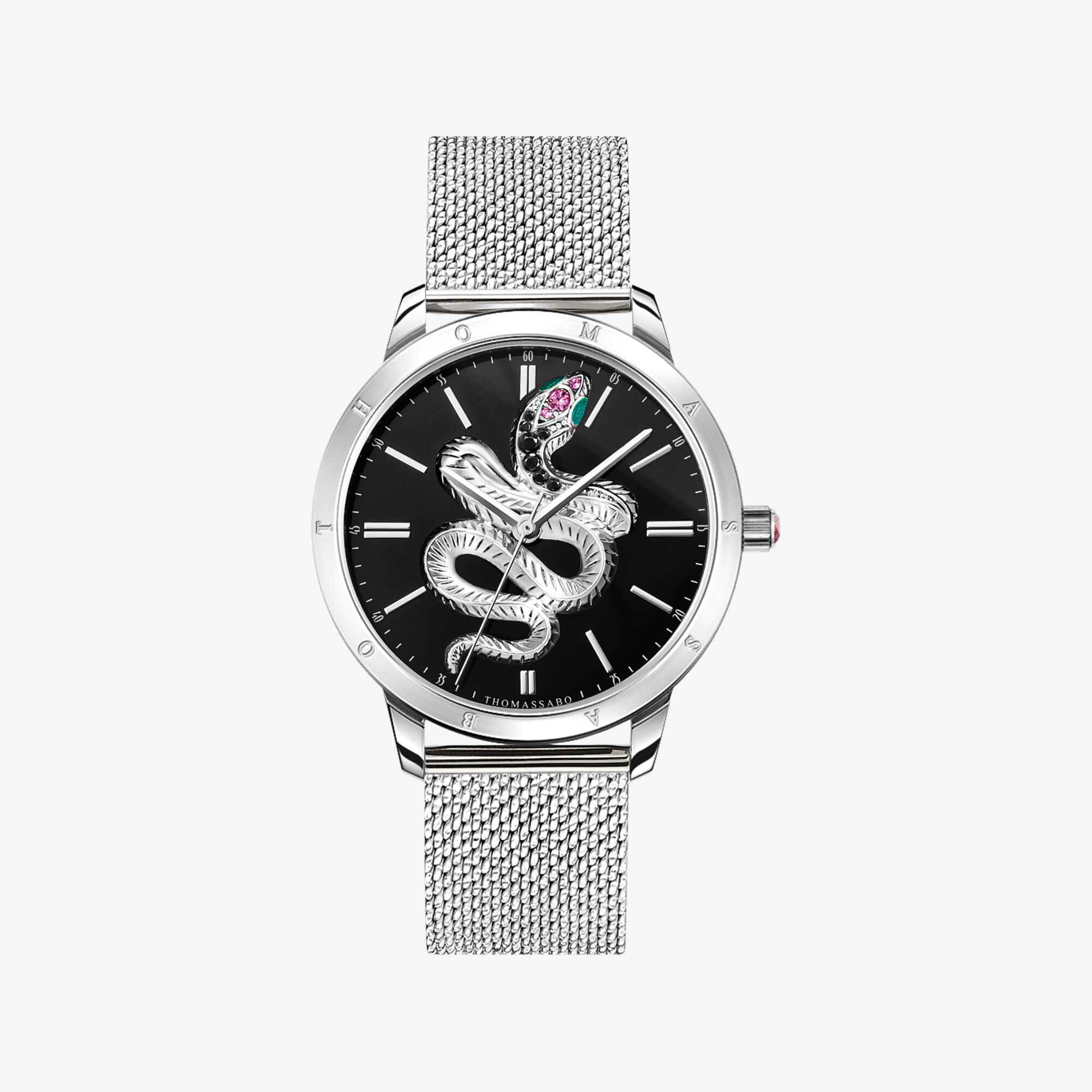 THOMAS SABO Montre pour femme serpent en optique 3D argenté Acier inoxydable, Taille: 33 MM, pour femme