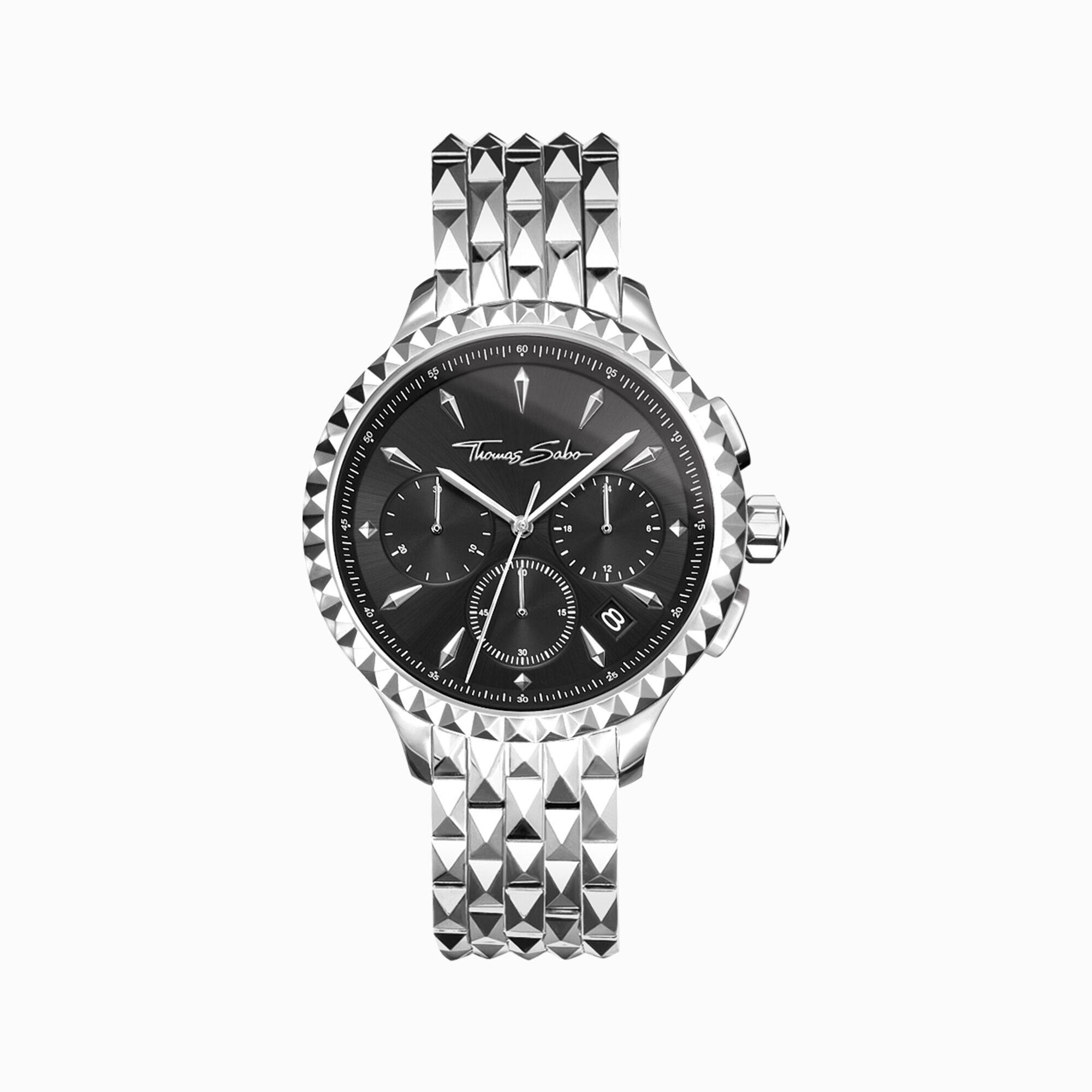 Women&#39;s watch Rebel at Heart women Chronograph silver black from the  collection in the THOMAS SABO online store