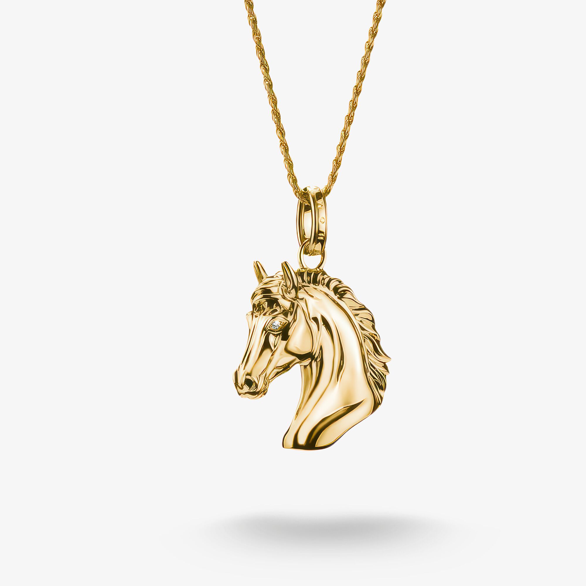THOMAS SABO Chaîne tête de cheval zirconium Elyndra Plaqué or 18 carats, Argent sterling doré or jaune, Taille: 50 cm, femme