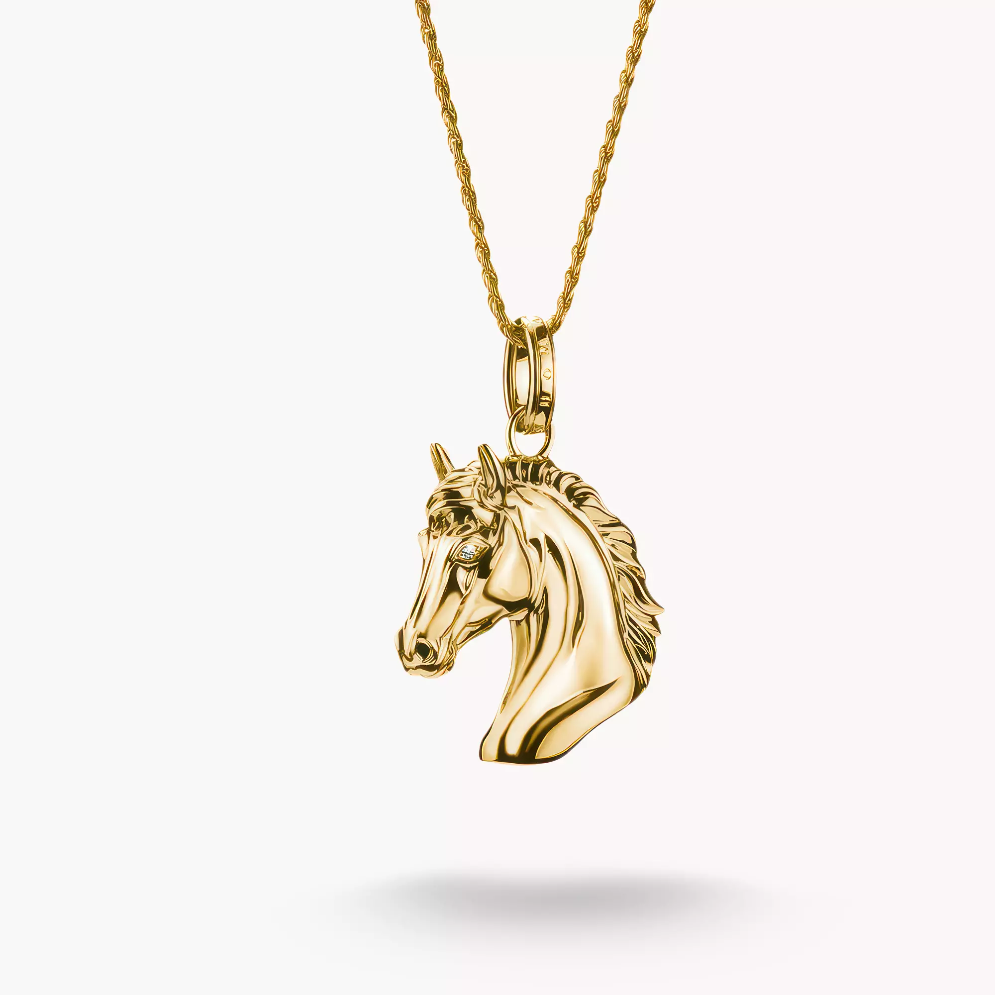 18k Gold Plated Horse Head Necklace with Zirconia Elyndra | THOMAS
