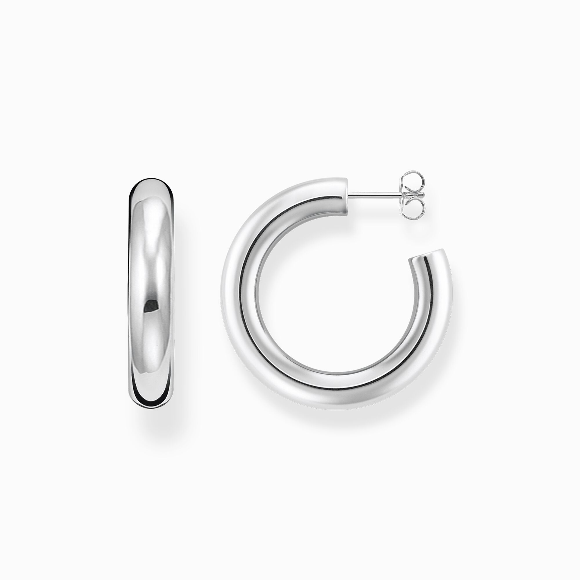 Silver medium chunky hoop earrings from the  collection in the THOMAS SABO online store