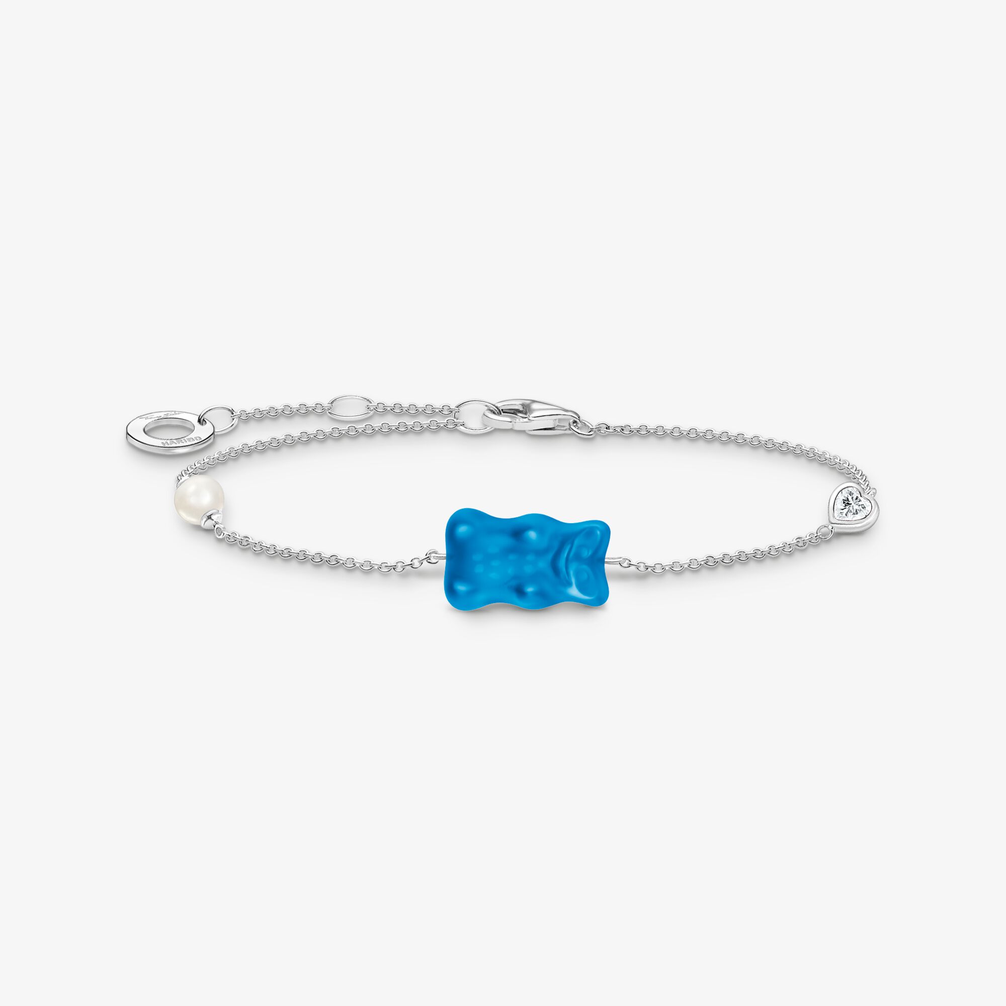 THOMAS SABO Armband mit blauem Goldbären, Perle und Stein Silber, Sterlingsilber , Größe: 19 cm, Damen
