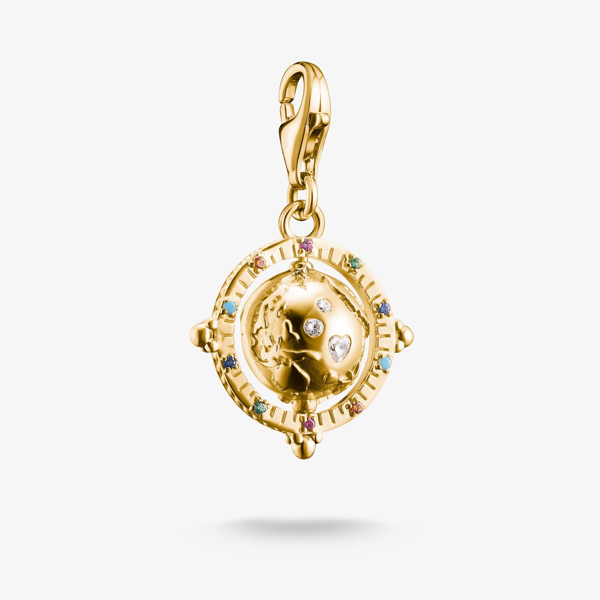 THOMAS SABO Charm-Anhänger bunte Weltkugel vergoldet, 925 Sterlingsilber vergoldet Gelbgold, Größe: one size, Damen