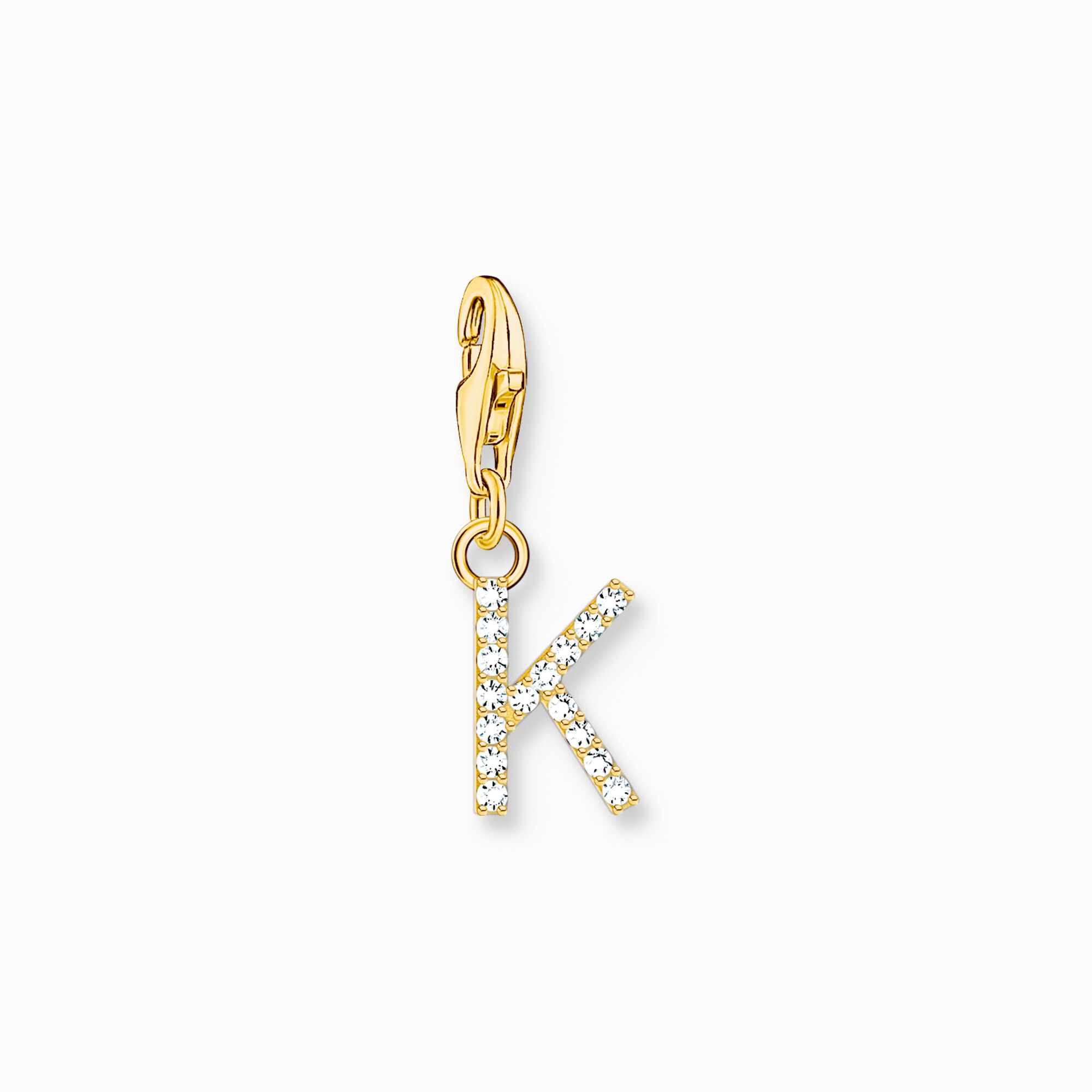 Pendentif Charm lettre K avec pierres blanches plaqu&eacute; or de la collection Charm Club dans la boutique en ligne de THOMAS SABO