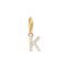 Charm-h&auml;ngsmycke bokstaven K med vita stenar guldpl&auml;terad ur kollektionen Charm Club i THOMAS SABO:s onlineshop