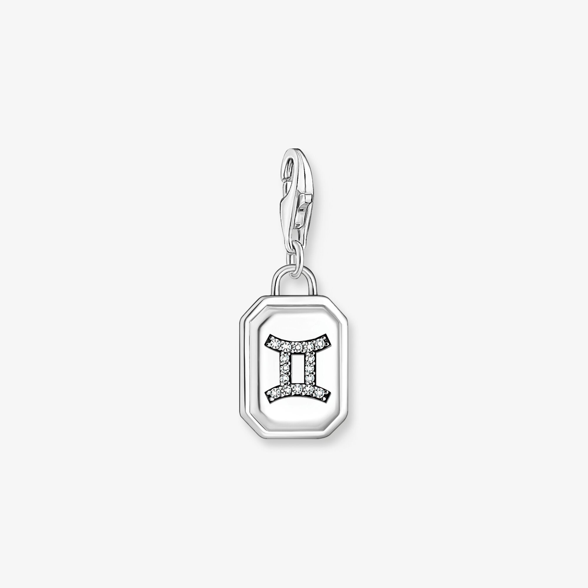 THOMAS SABO Breloque Charm signe du zodiaque Gémeaux en argent, ornée de pierres, Argent sterling, Taille: one size, femme