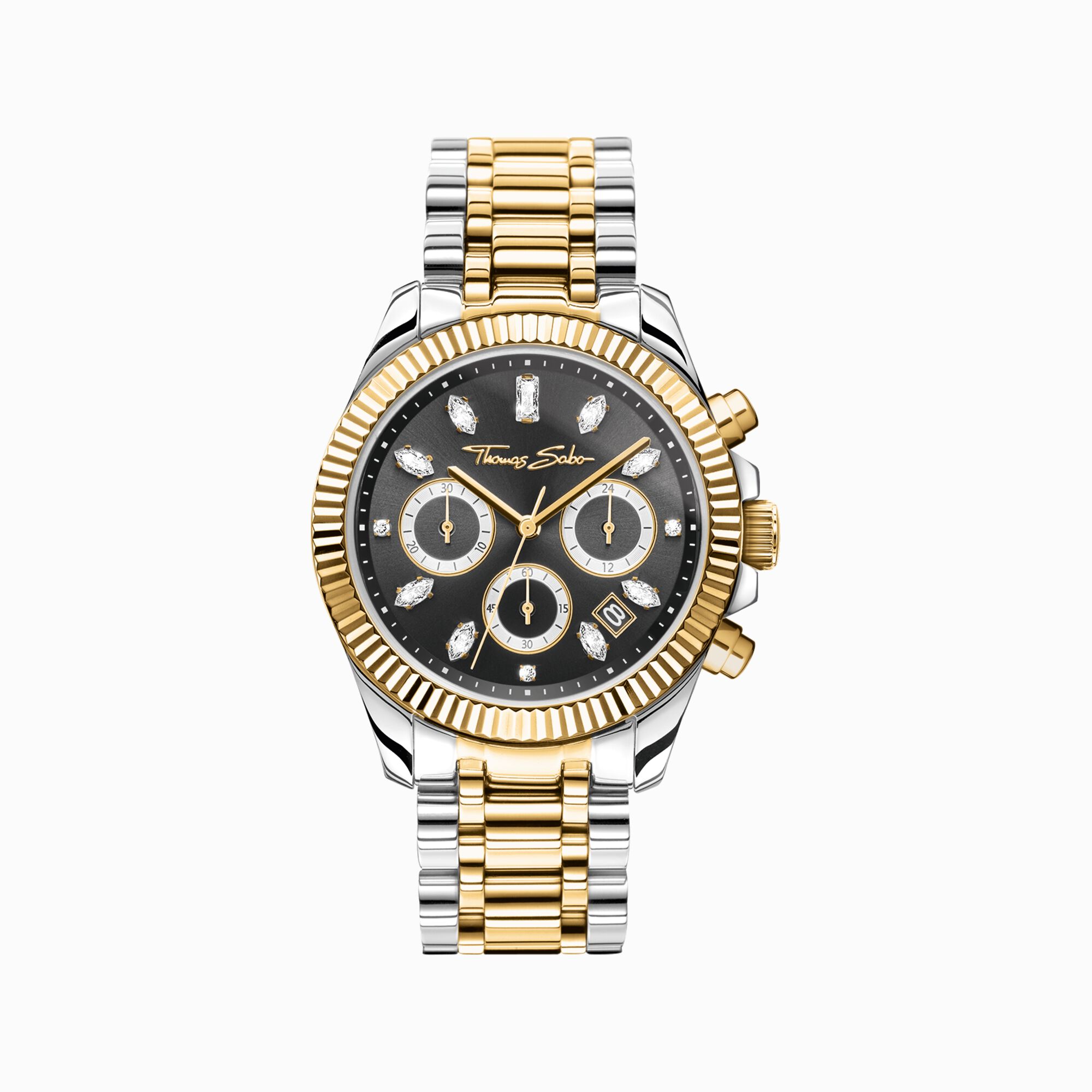 Watch Divine Chrono with dial in black yellow gold-coloured from the  collection in the THOMAS SABO online store