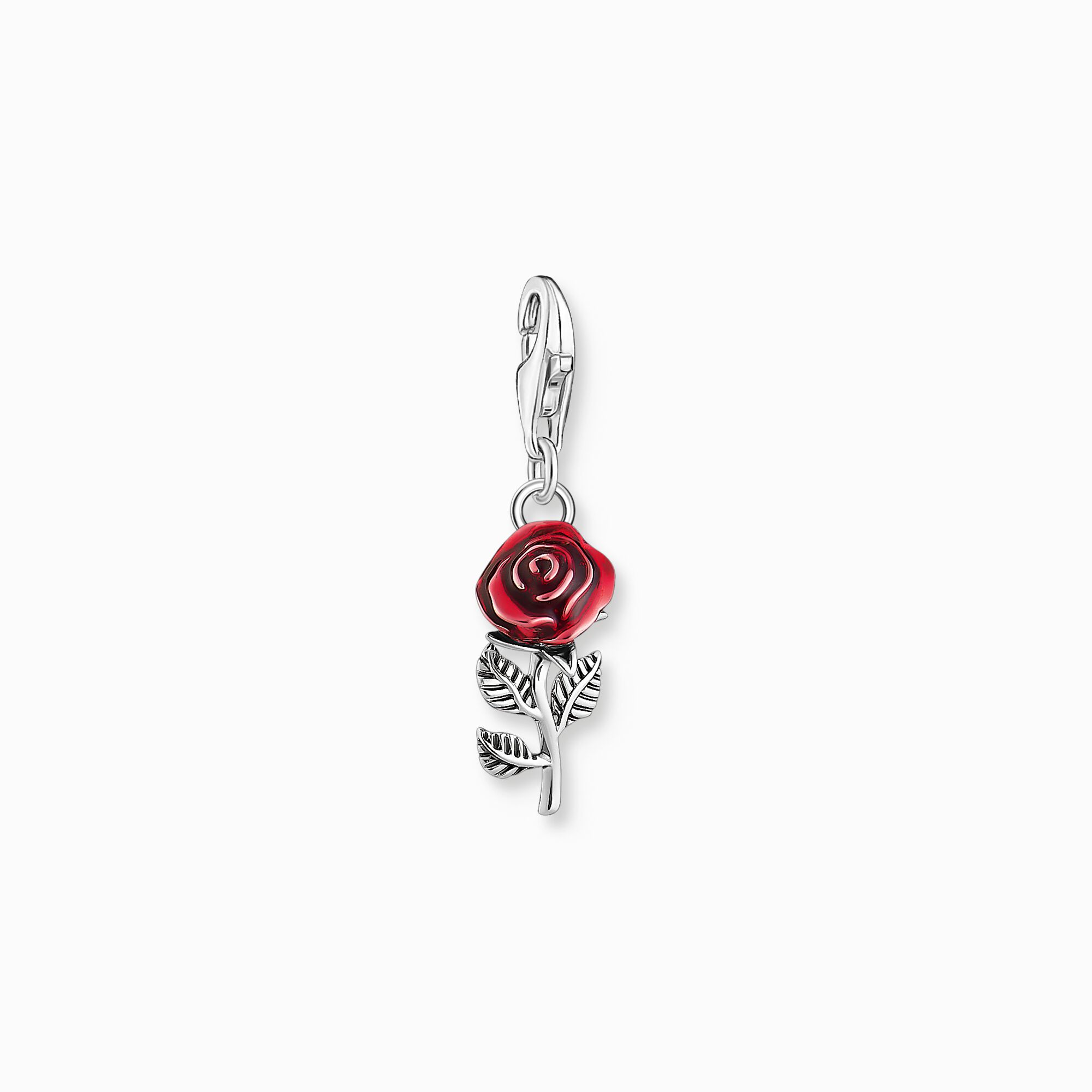 Silver blackened charm pendant in red rose design from the Charm Club collection in the THOMAS SABO online store