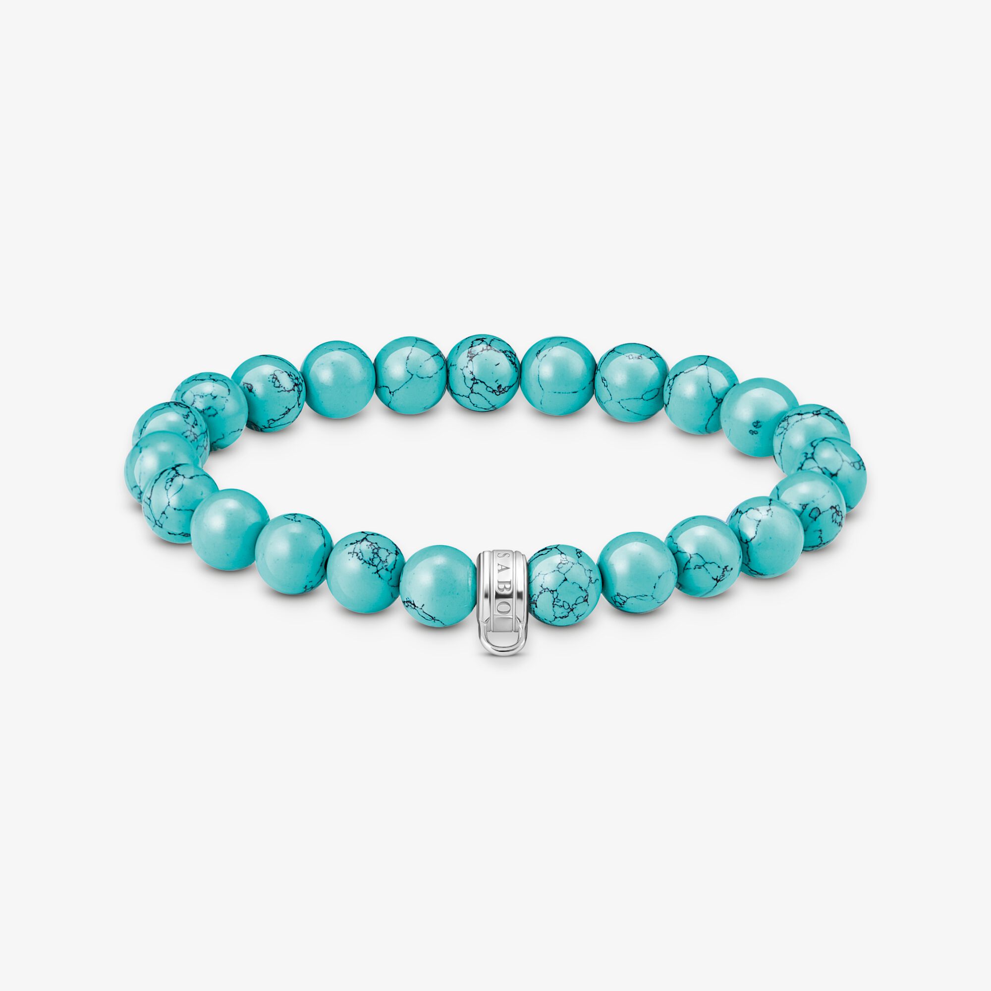 THOMAS SABO Bracelet avec beads turquoises en argent Argent sterling, Taille: 19 cm, Unisex