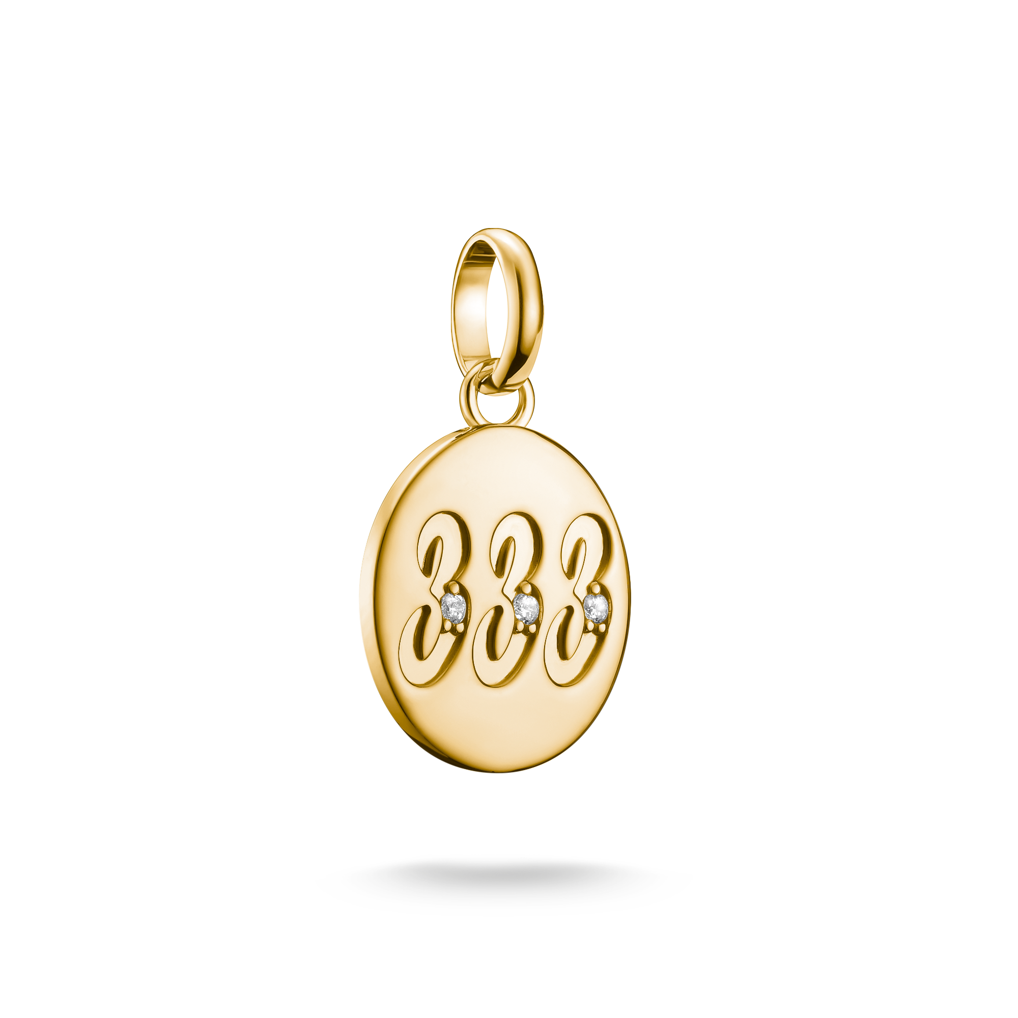 Thomas Sabo Charm-Anhänger Engelzahl 333 mit Steinen Connect vergoldet mit Gravur weiß CC1250-414-14