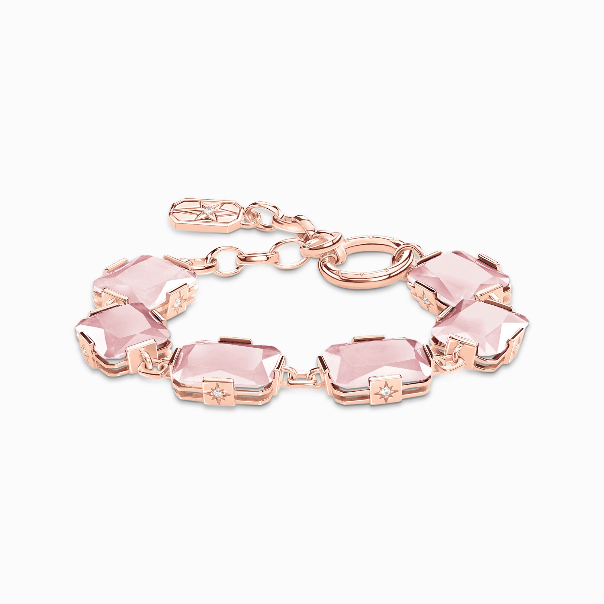 Bracelet with large pink stones rose gold plated from the  collection in the THOMAS SABO online store