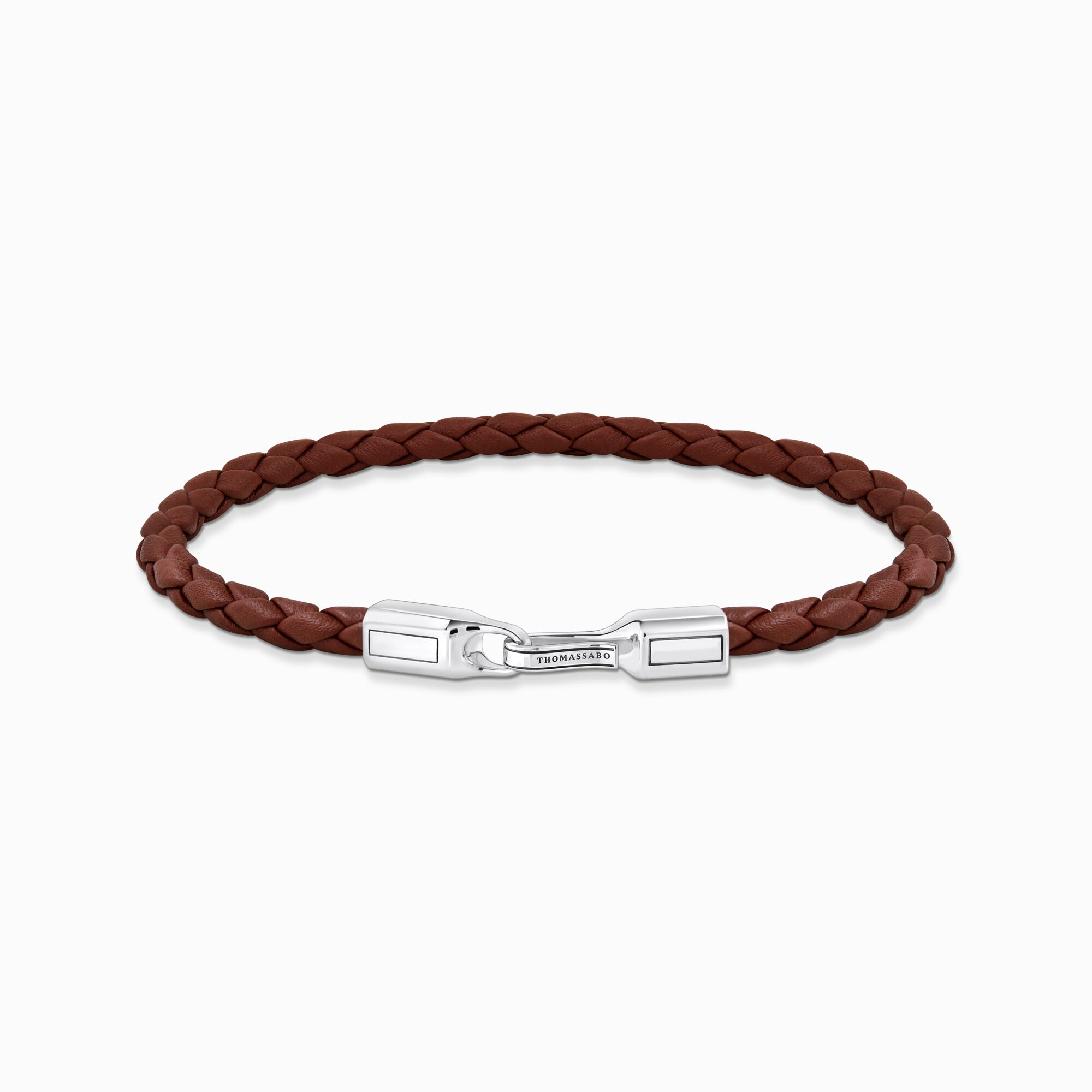 Silver bracelet with braided, brown leather from the  collection in the THOMAS SABO online store