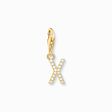 Charm pendant letter X with white stones gold plated from the Charm Club collection in the THOMAS SABO online store