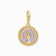 Charm pendant Tree of Love with violet cold enamel yellow-gold plated from the Charm Club collection in the THOMAS SABO online store