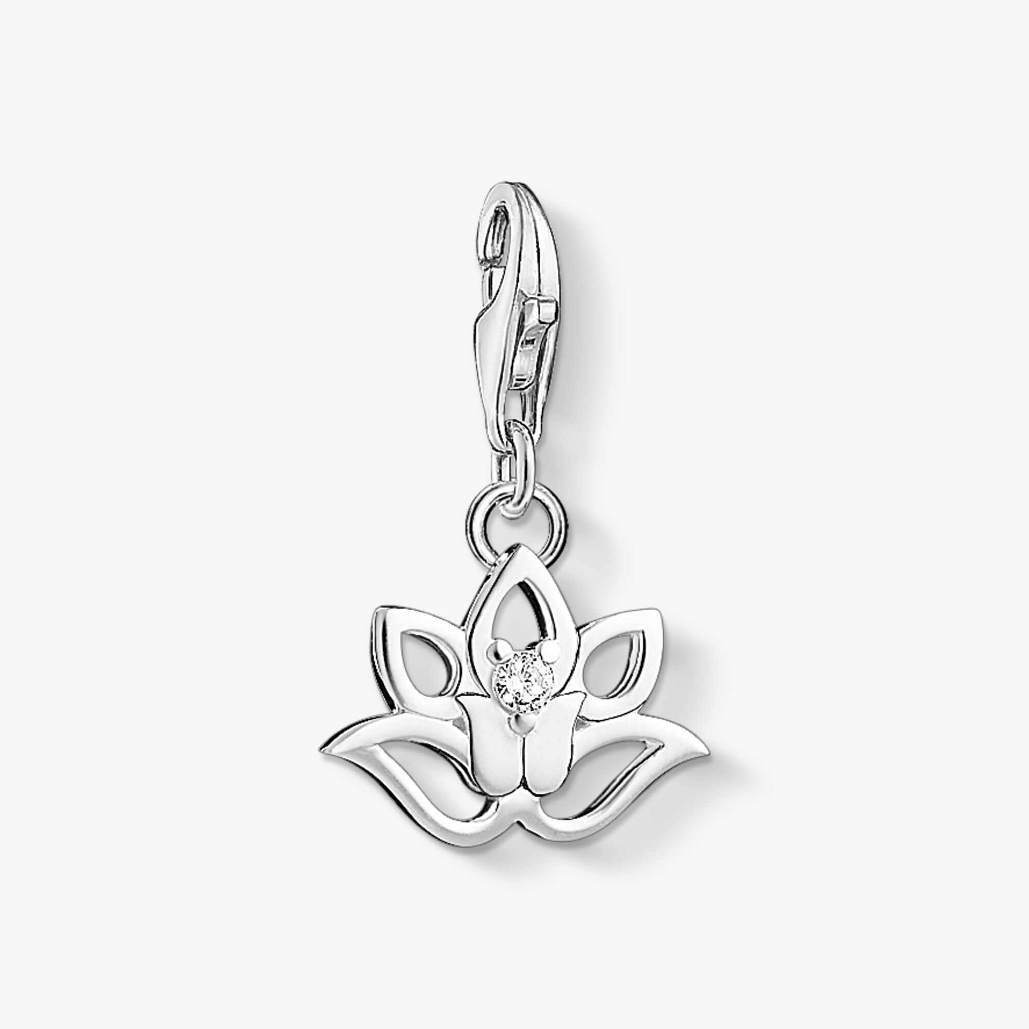 THOMAS SABO Pendentif Charm fleur de lotus, Argent sterling, Taille: one size, femme